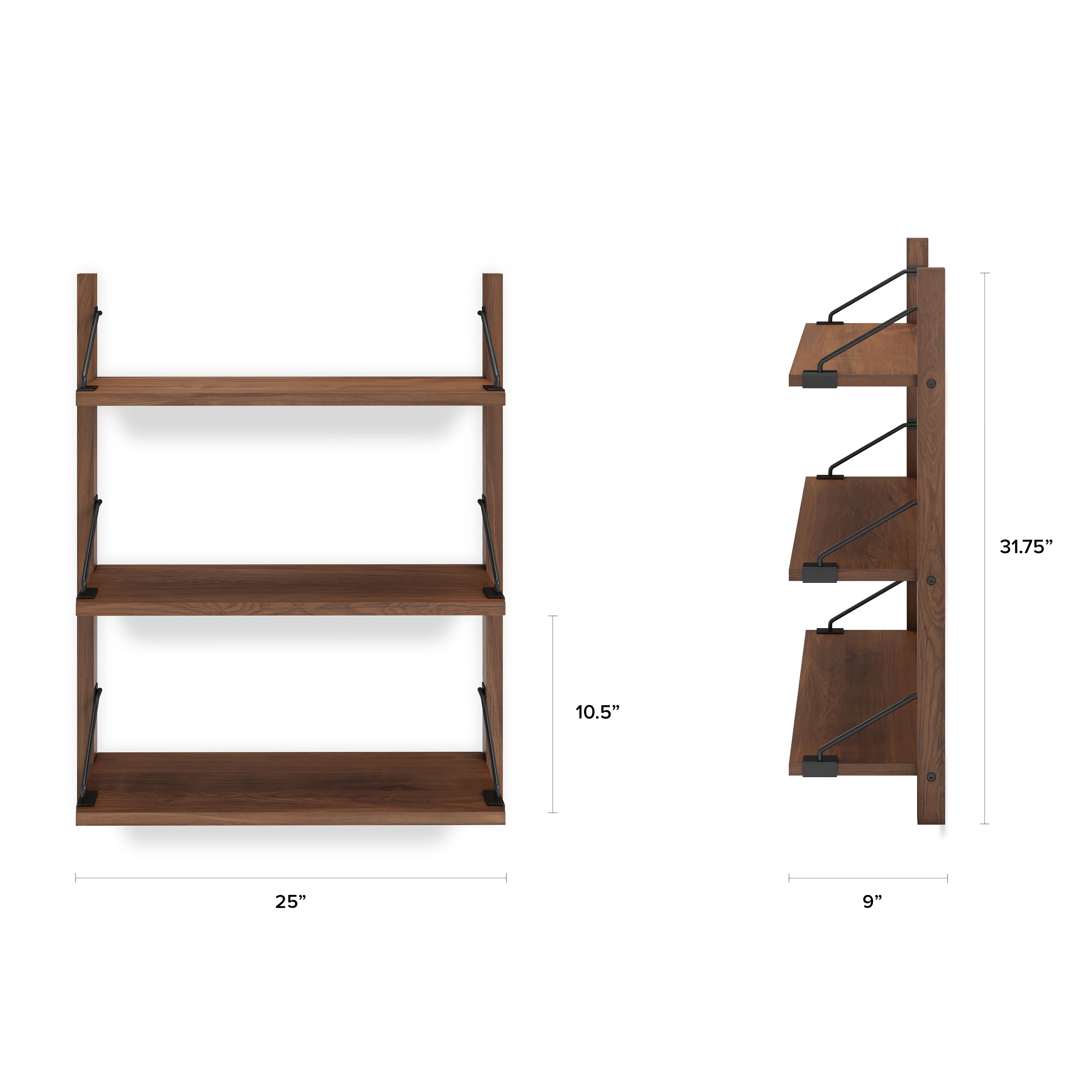 Stark 25" 3-Tier Shelving Unit - Walnut