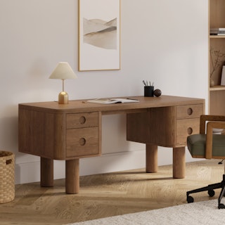 Adel 66.5" Desk - Smoked Oak