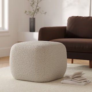 Petter 18.5" Pouf - Short Shearling White