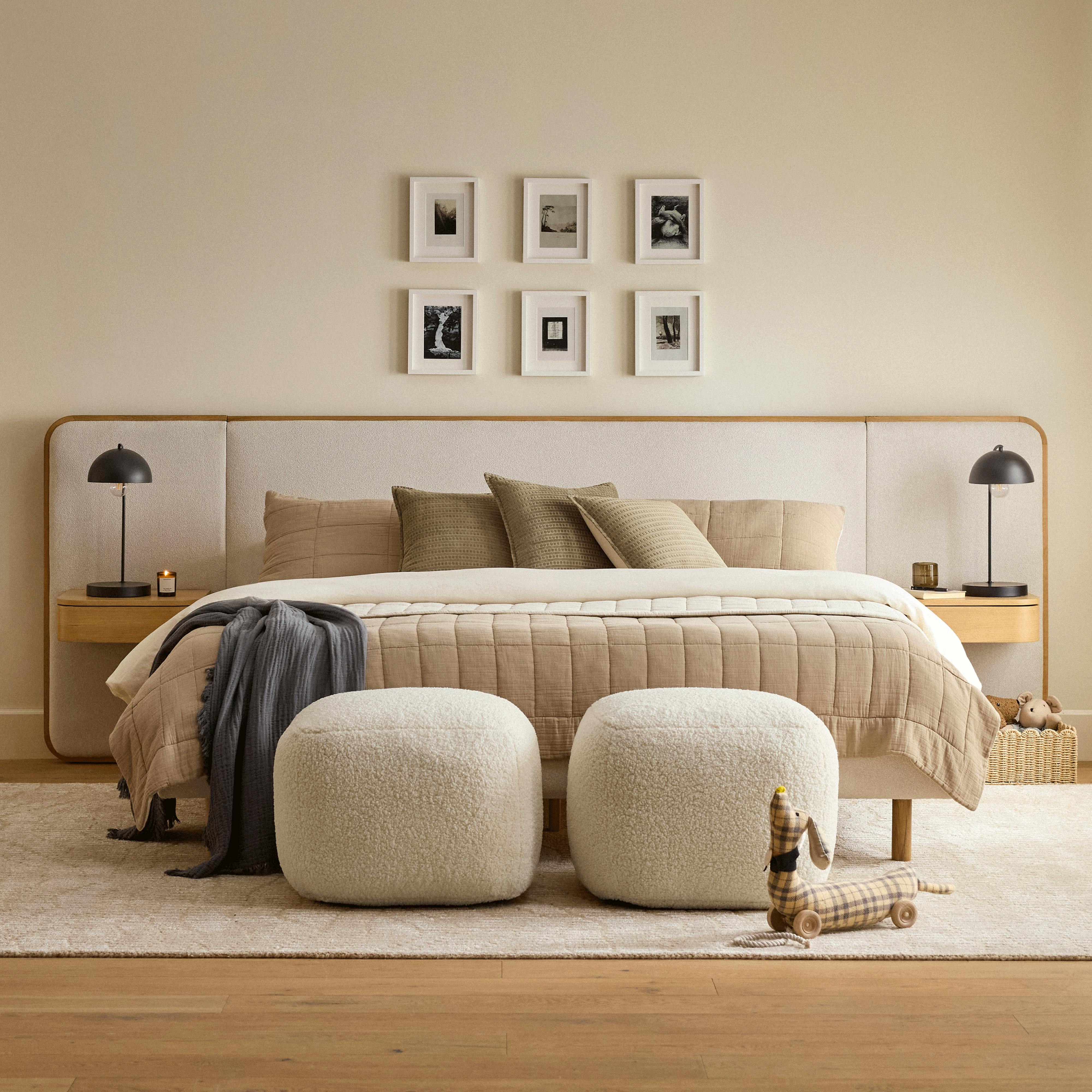 Petter Shearling White Square Pouf | Article
