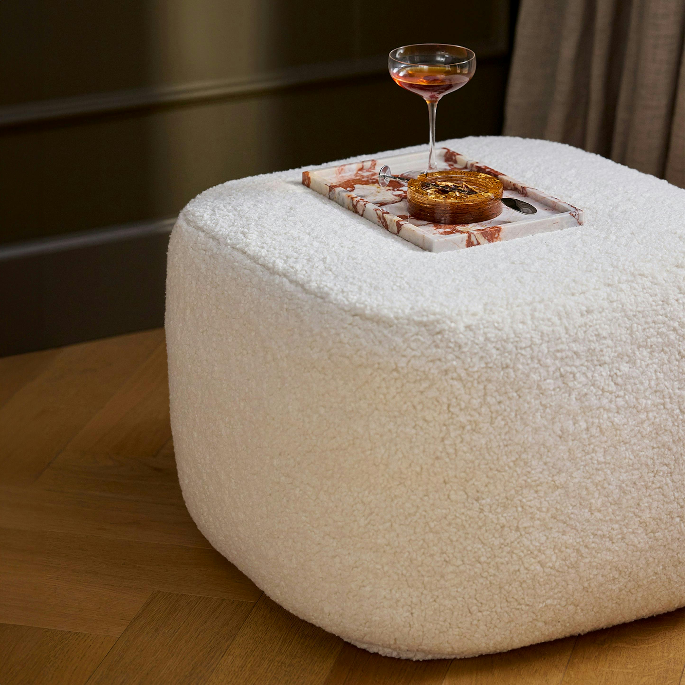Petter Shearling White Square Pouf | Article