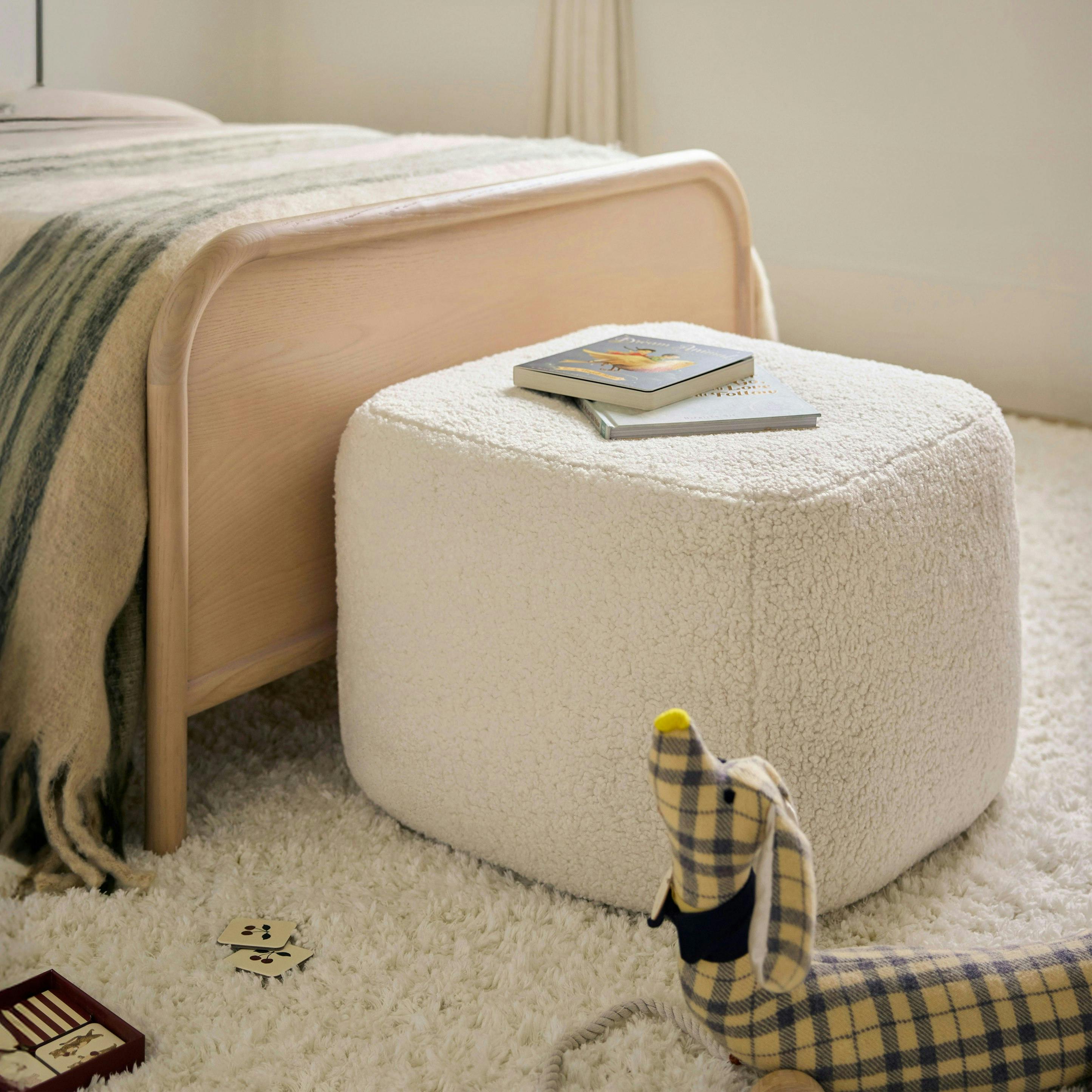 Petter Shearling White Square Pouf | Article