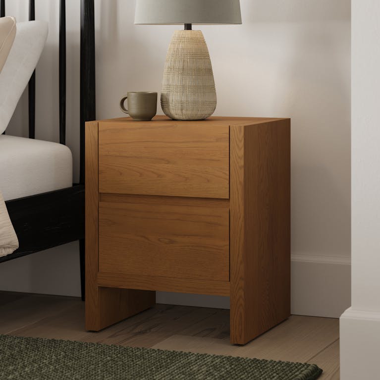Mid Century Modern Nightstand With Drawer - Rustic Brown Fluted End Table For Bedroom & Small Spaces