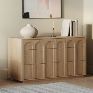 Prima 6-Drawer Double Dresser - White Oak