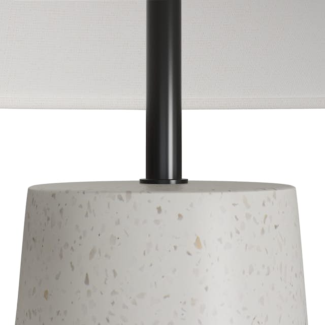 Pilar White Terrazzo Statement Floor Lamp, Cone Shade, Black Fabric ...
