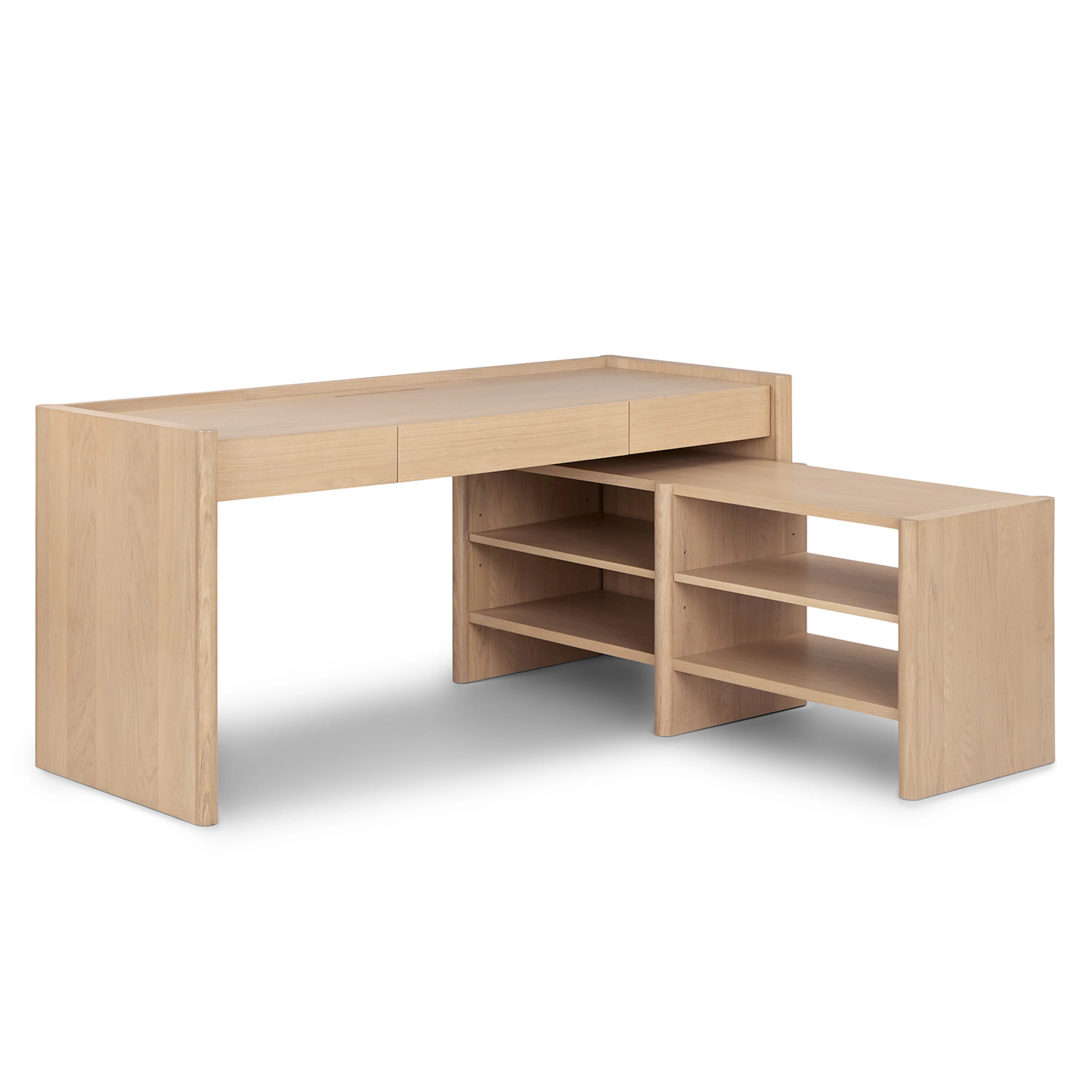 Torme L-Shape Desk Set - White Oak