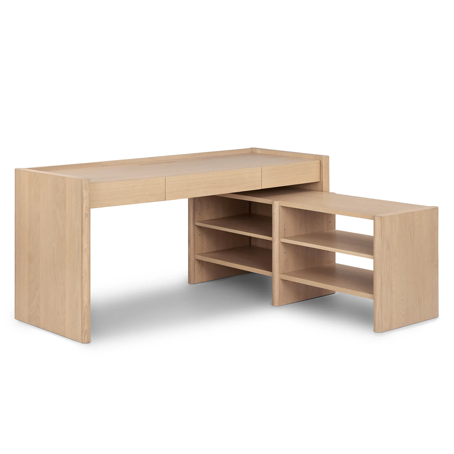 Torme L-Shape Desk Set - White Oak