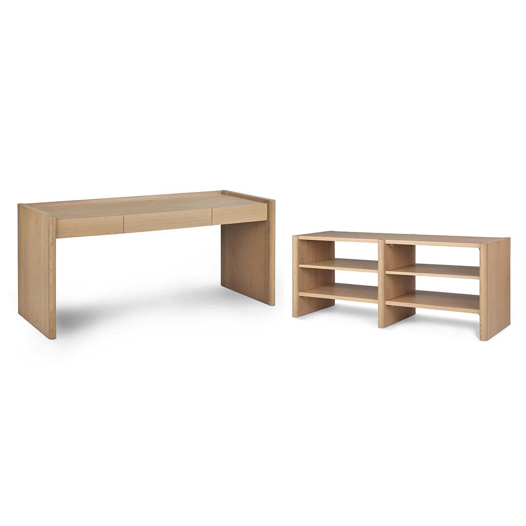Torme L-Shape Desk Set - White Oak