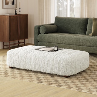 Berkley 59" Ottoman - Long Shearling White