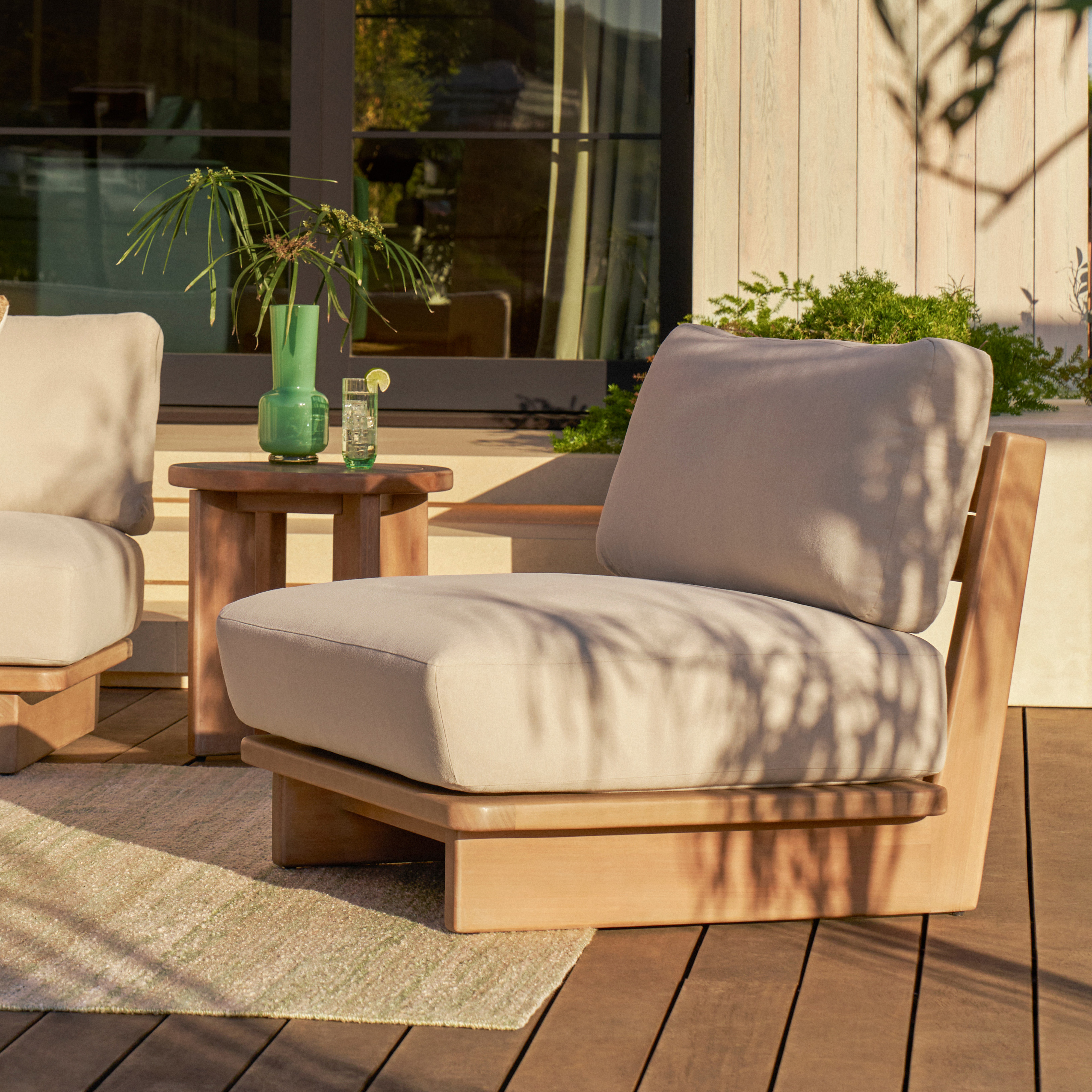 Daphne Dravite Ivory Solid Wood Outdoor Lounge Chair | Article