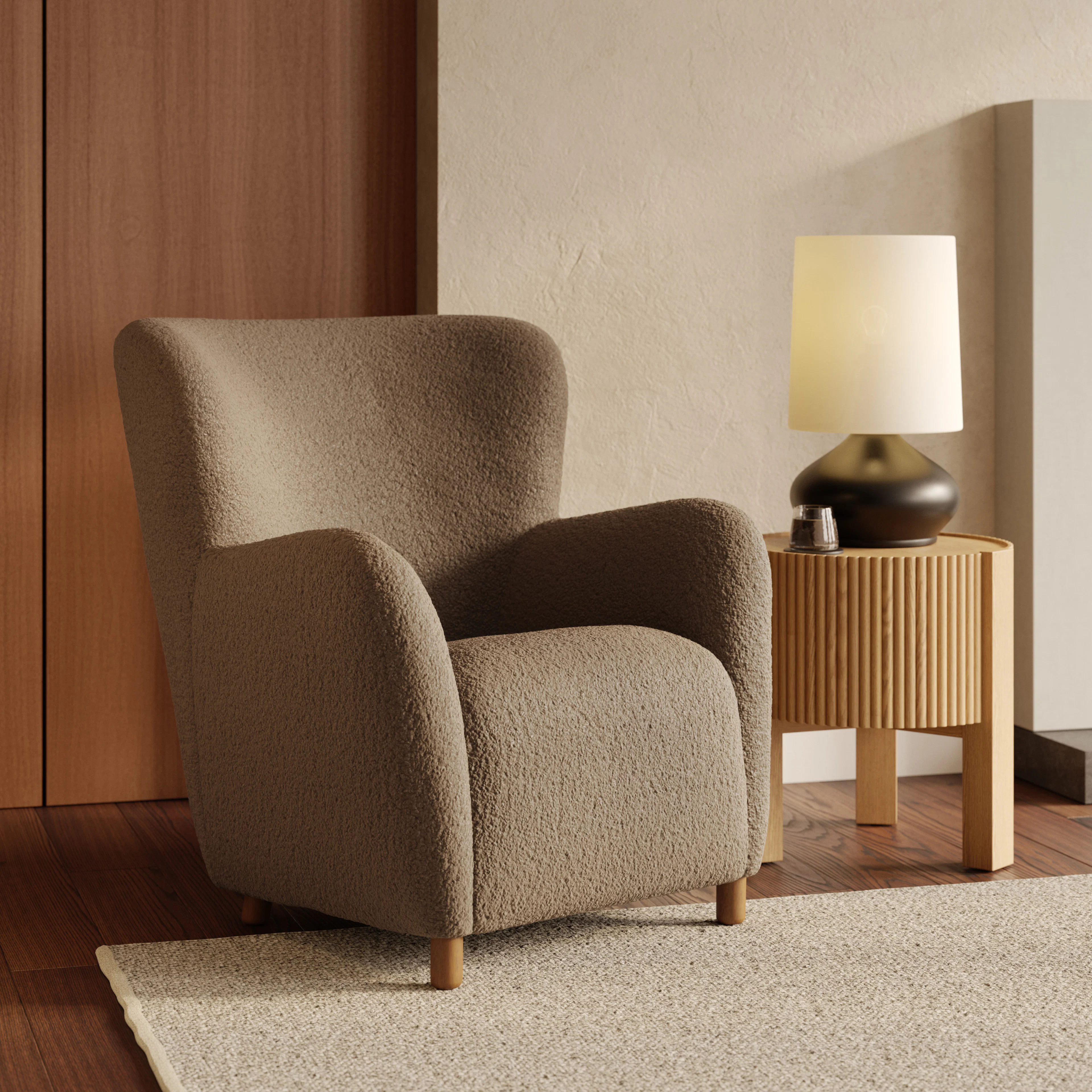Archie 31.5" Shearling Taupe Lounge Chair - Stylish Comfort