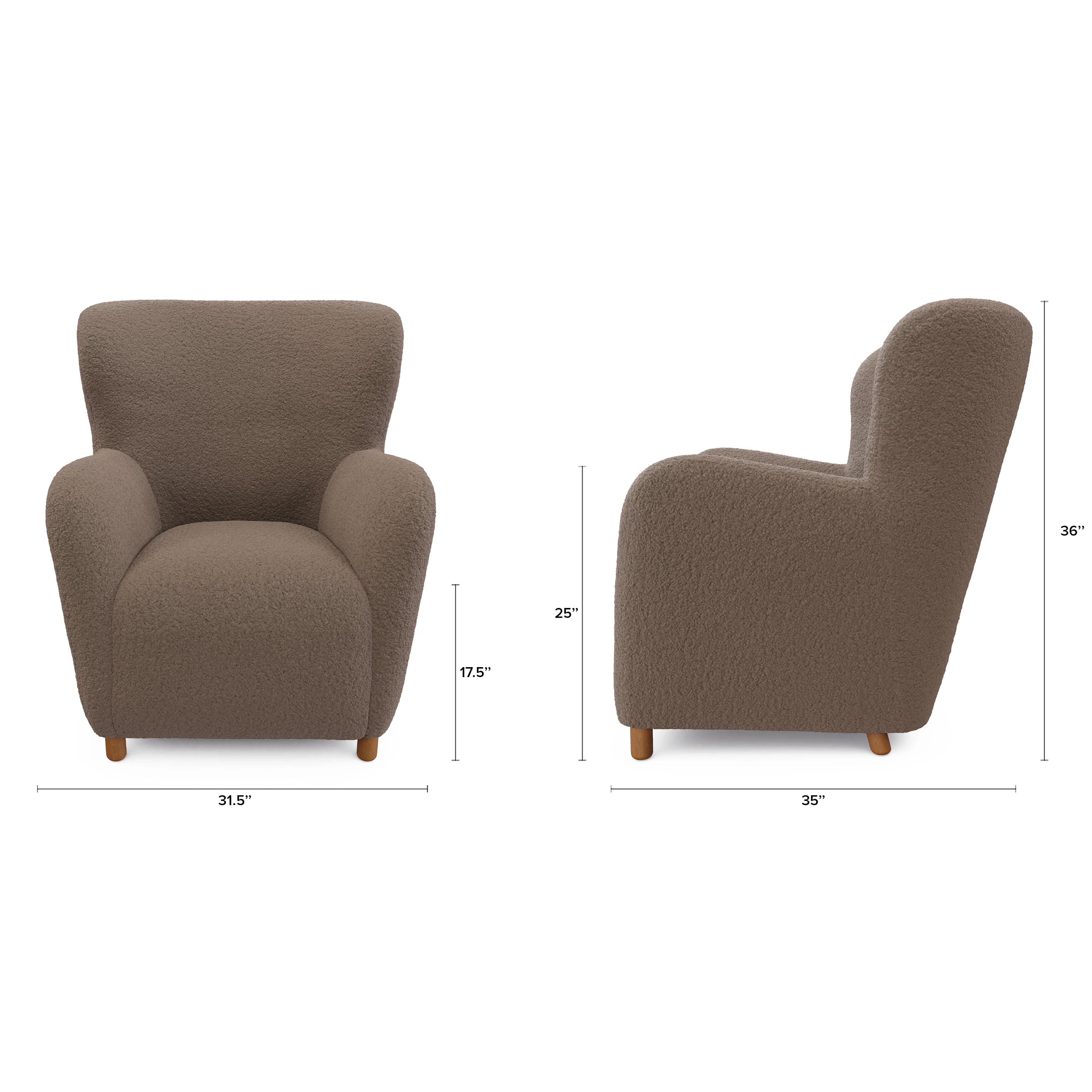 Archie 31.5" Shearling Taupe Lounge Chair - Stylish Comfort