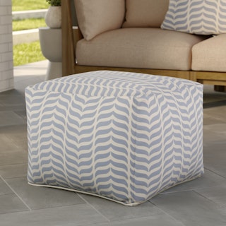 Baleen 17" Indoor/Outdoor Pouf - Ice Blue