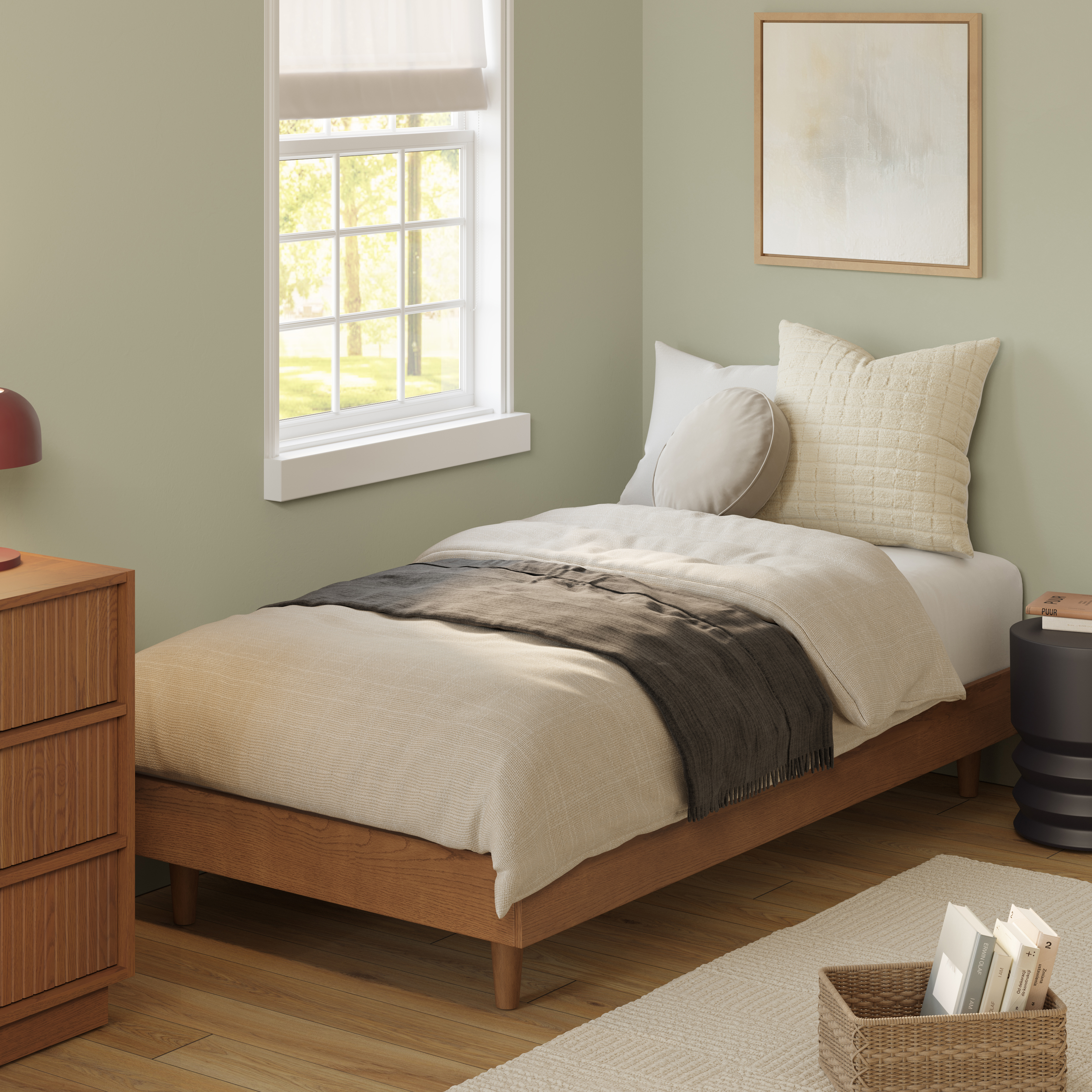 Smoked Oak Wood Twin-Sized Platform Bed Frame | Basi | Article
