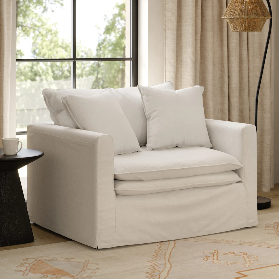 Hilla 46" Slipcover Lounge Chair - Quartz White