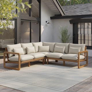 Laholm 94" Outdoor Corner Sectional - Dravite Ivory