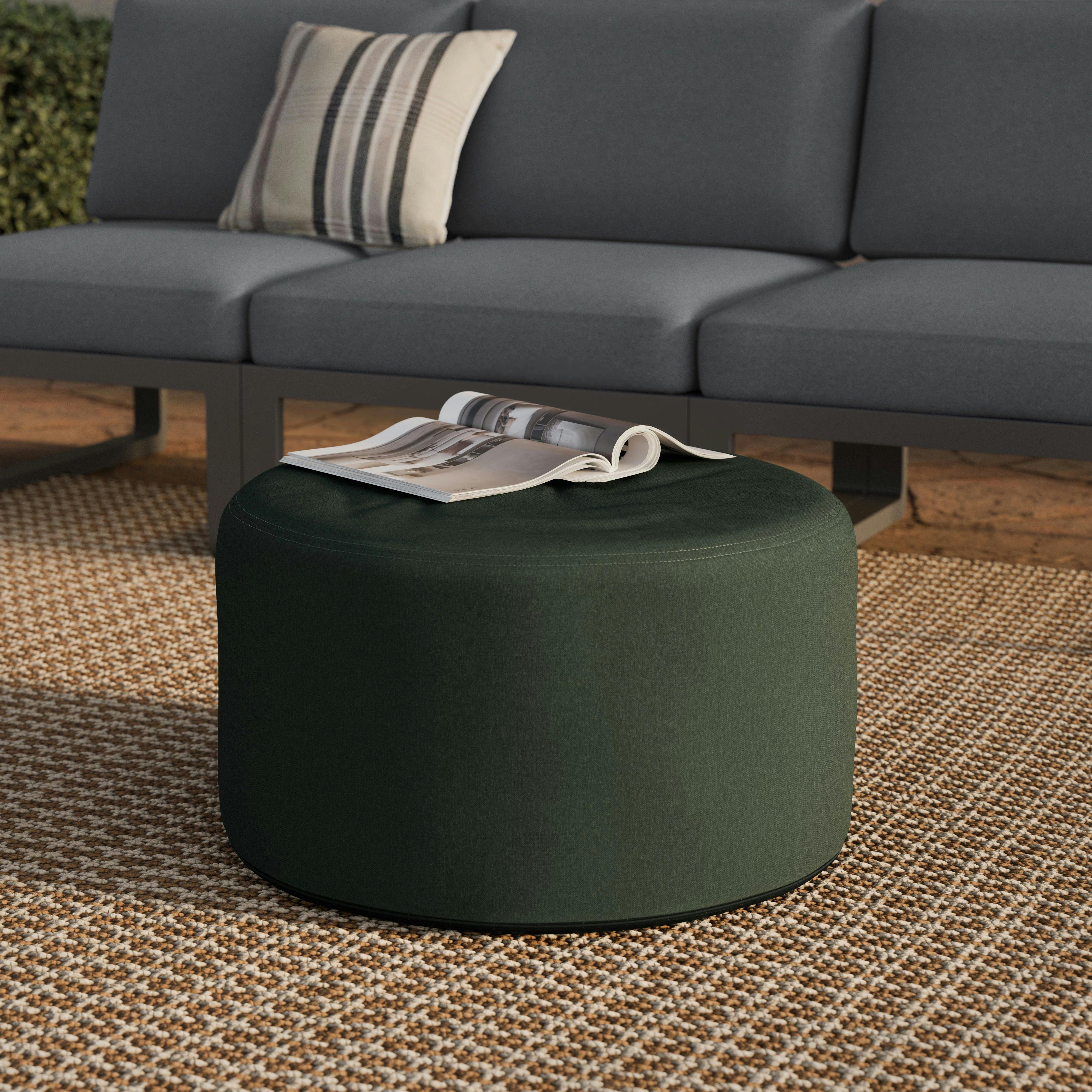 Dravite Green Olara Indoor/Outdoor Fabric Ottoman | Article