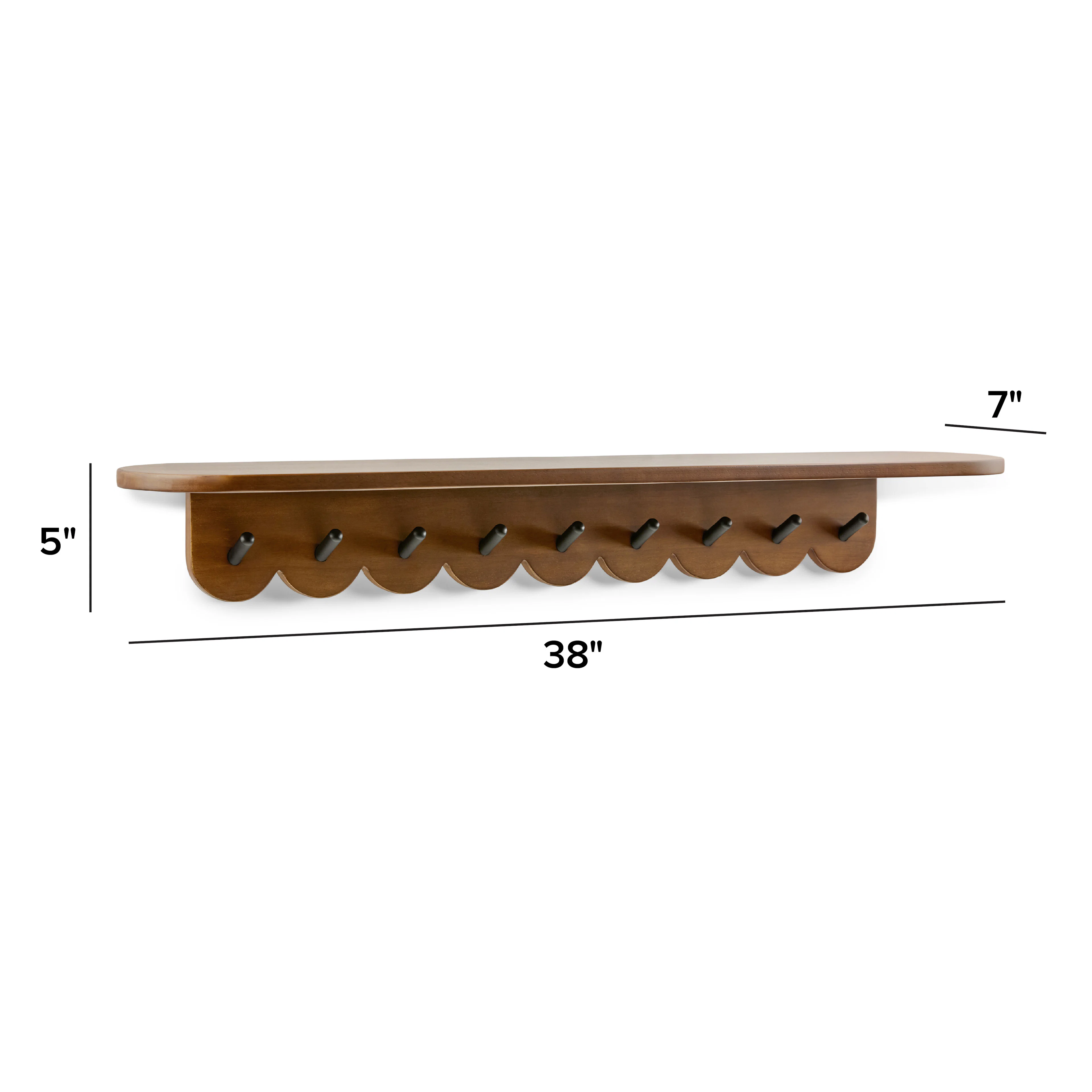 Shelly 38" Shelf and Coat Rack - Black and Walnut