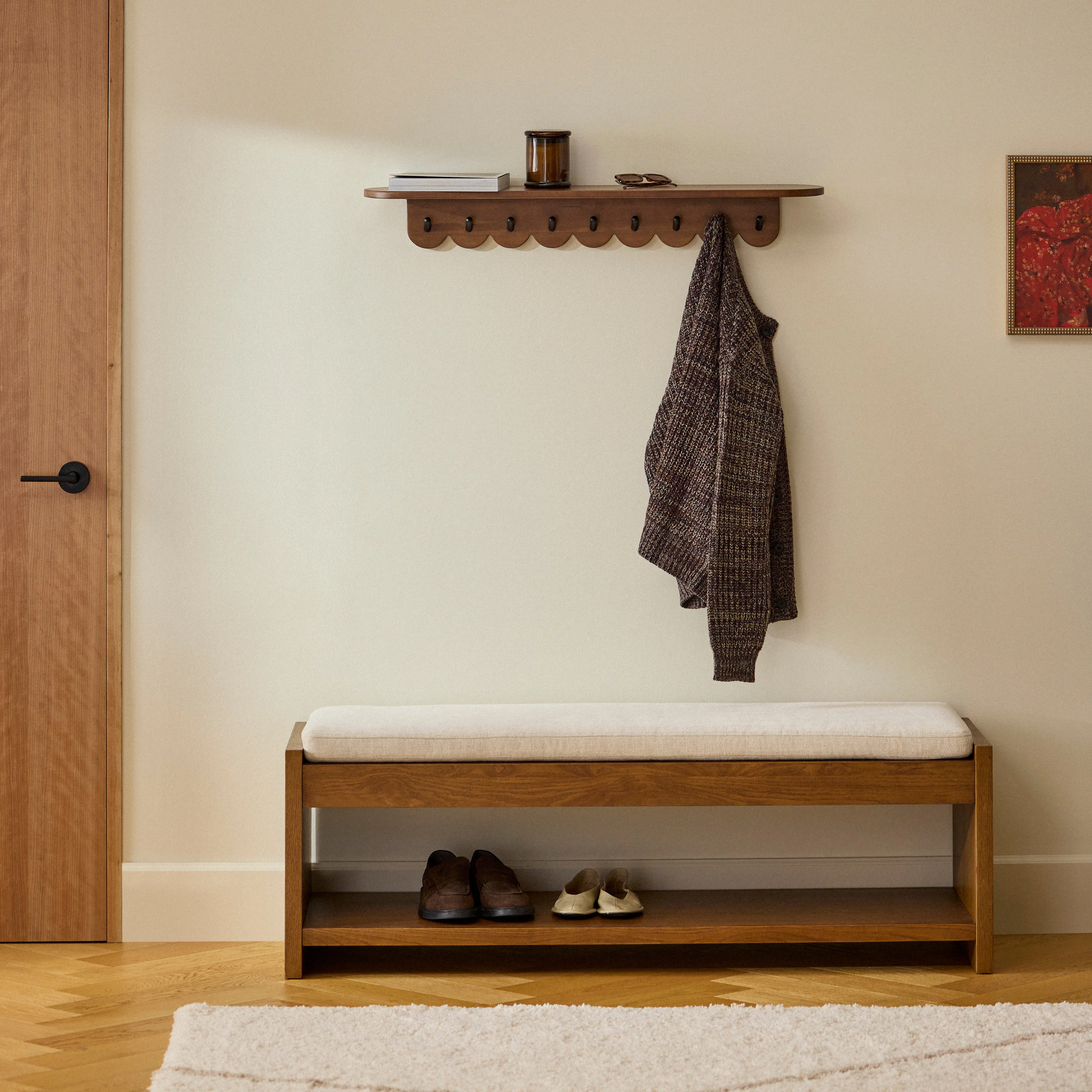Shelly 38" Shelf and Coat Rack - Black and Walnut