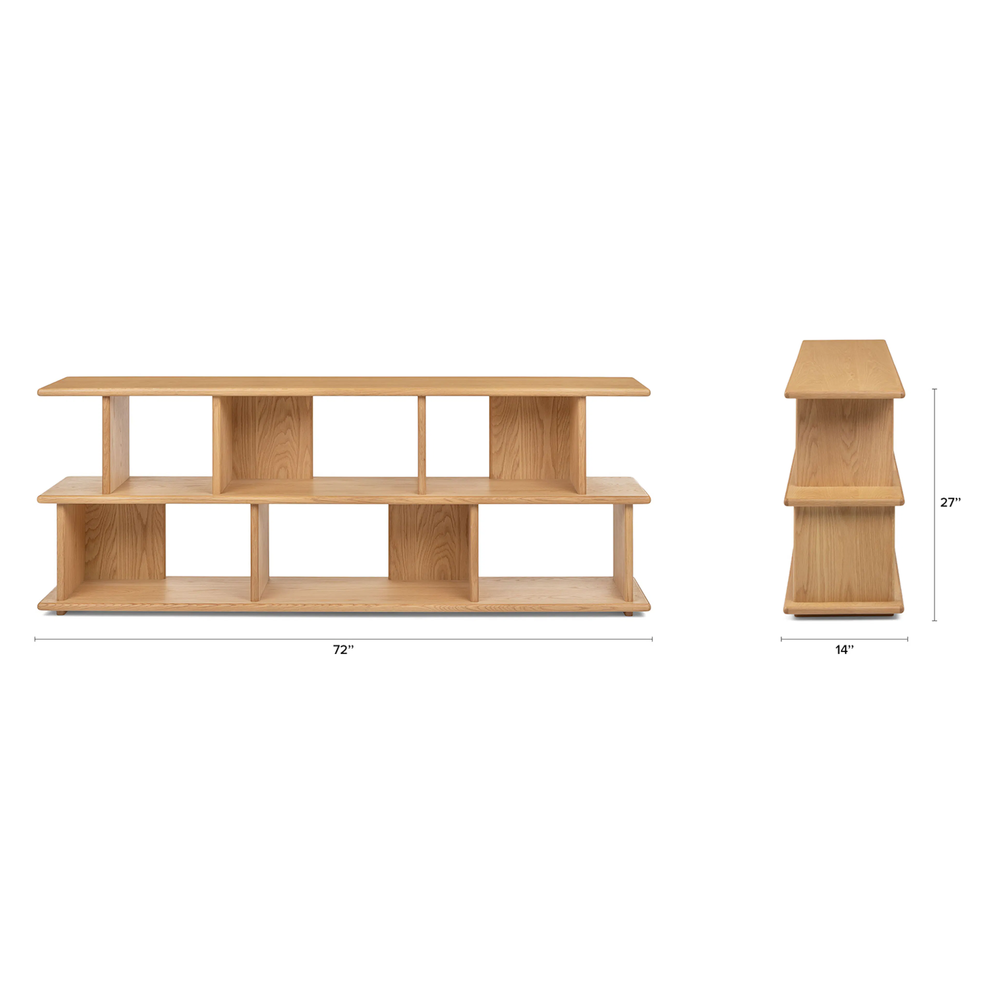 Lafora 72" Bookcase, Short - Natural Oak