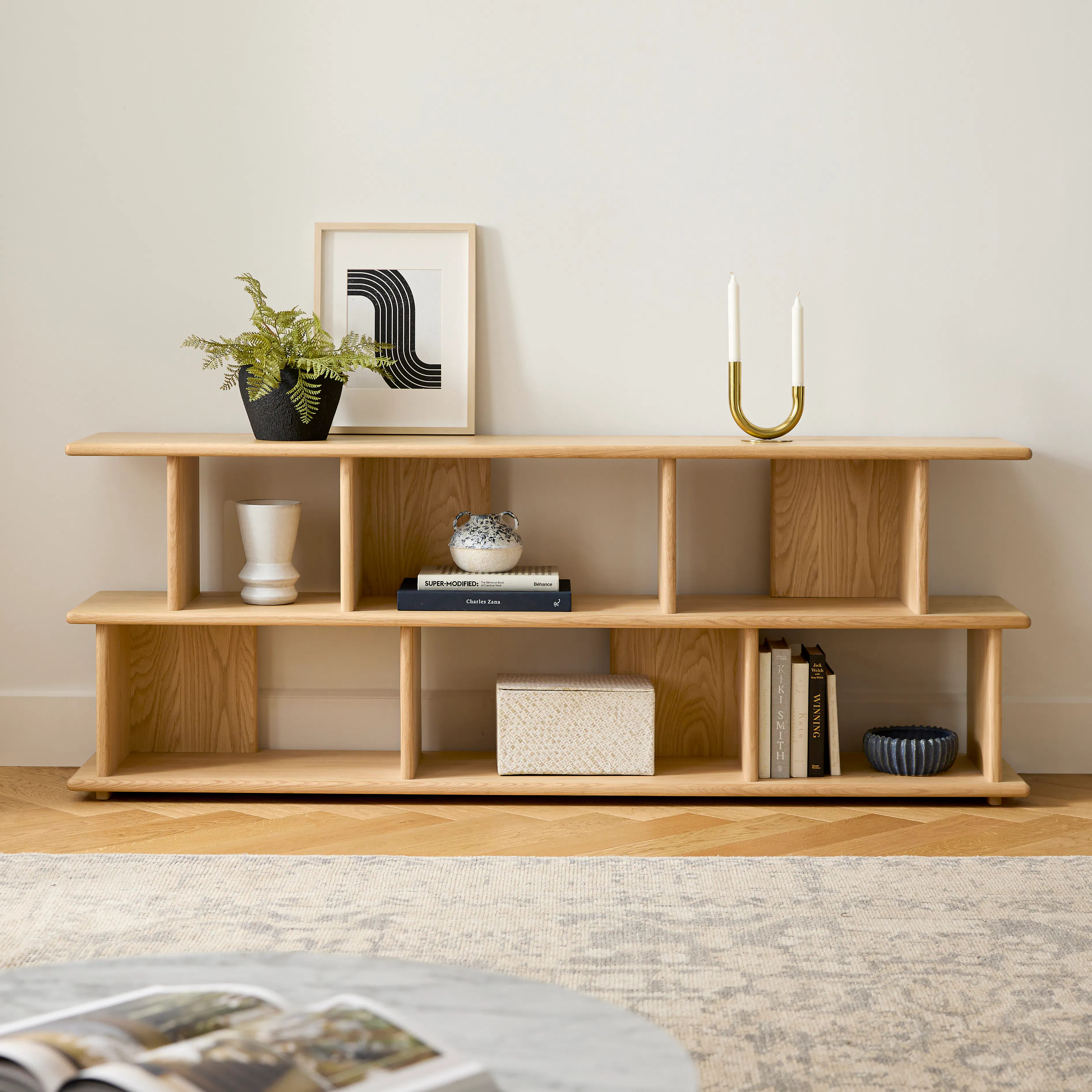 Lafora 72" Bookcase, Short - Natural Oak
