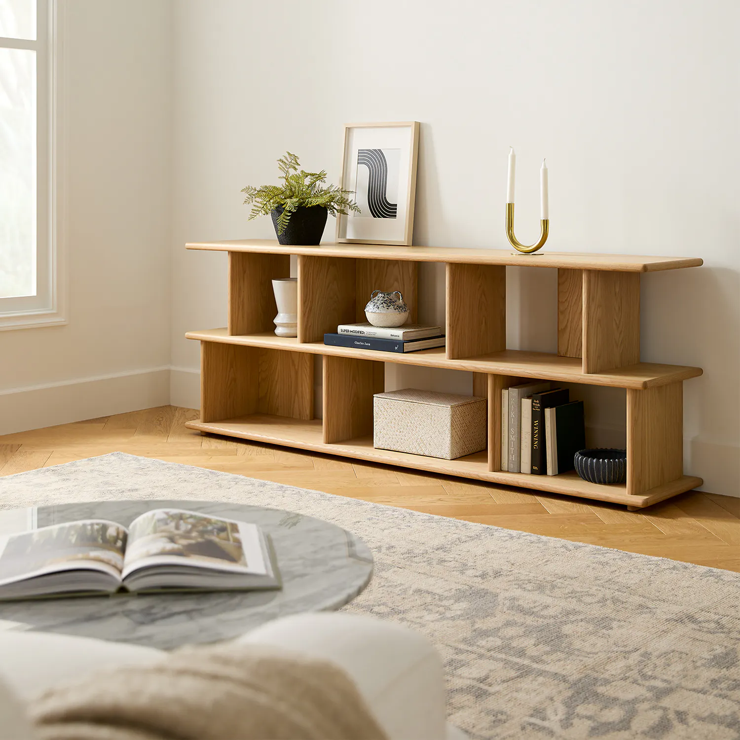 Lafora 72" Bookcase, Short - Natural Oak
