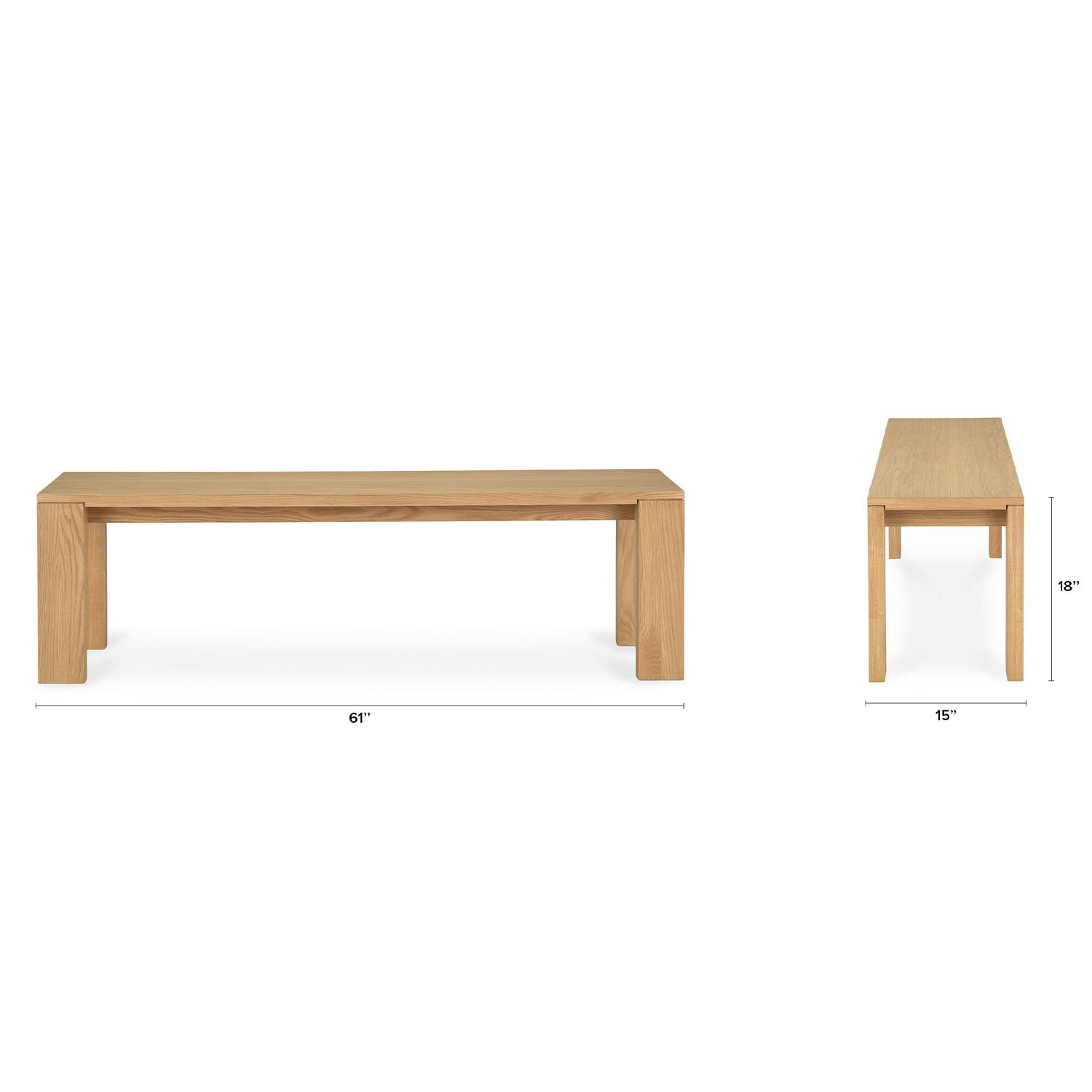 Dako Natural Oak Wood Dining Bench | Article