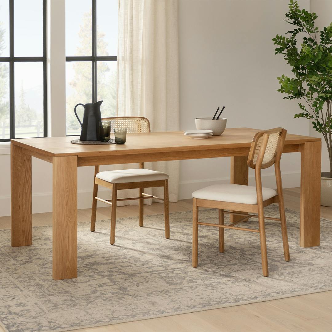 Dako Natural Oak Wood Dining Table for 6, Japandi Style | Article