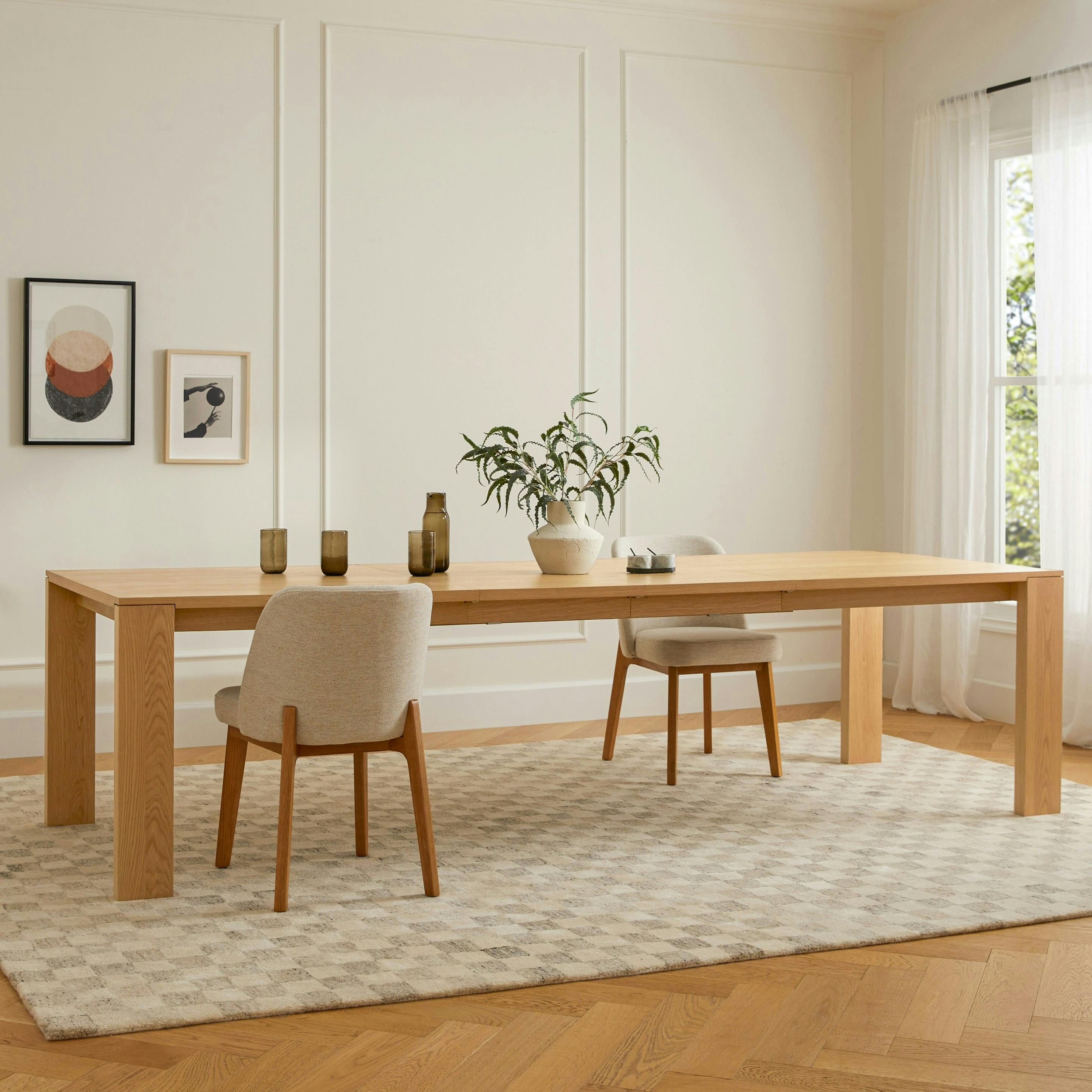 Dako Natural Oak Wood Extendable Dining Table, Japandi Style | Article