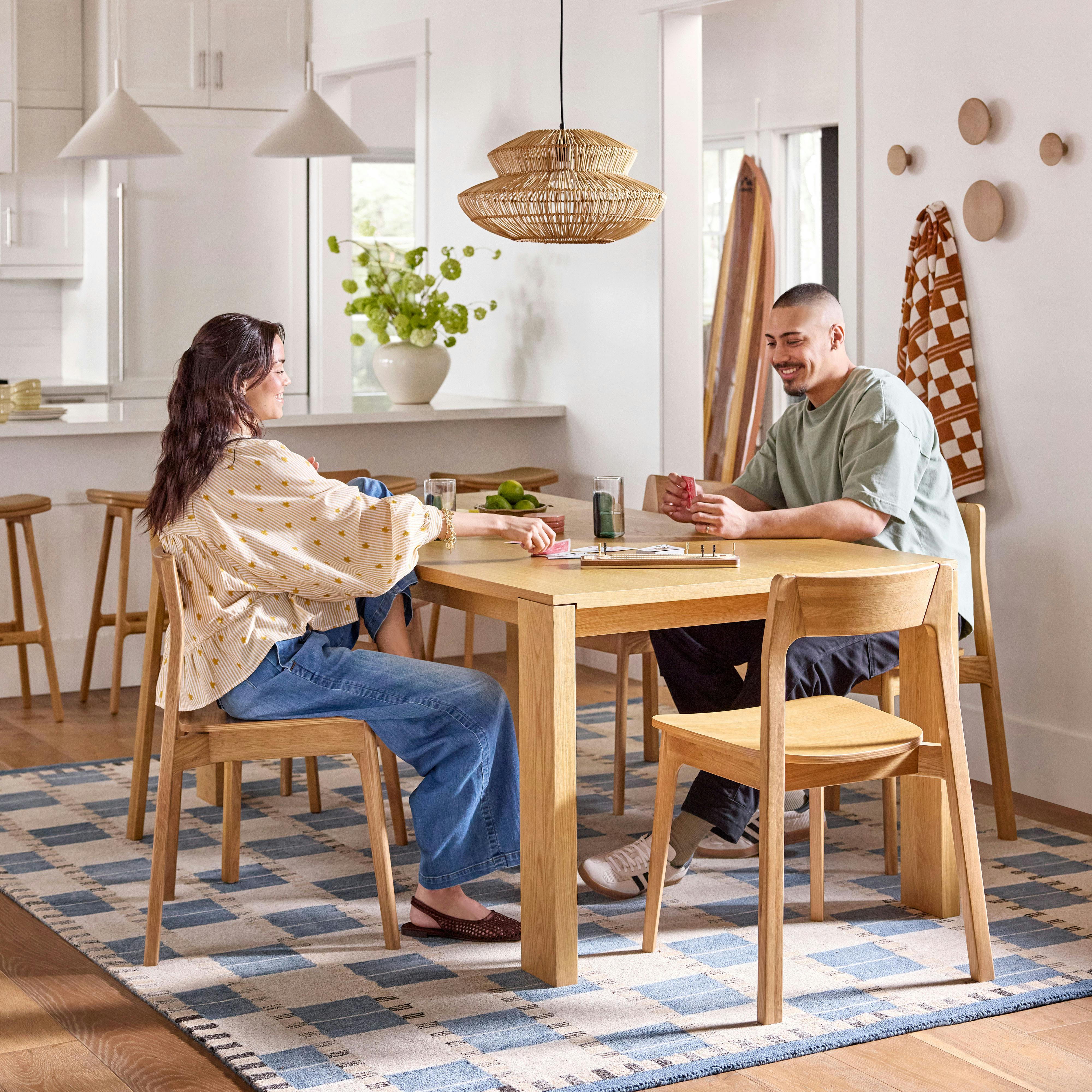 Dako Natural Oak Wood Extendable Dining Table, Japandi Style | Article