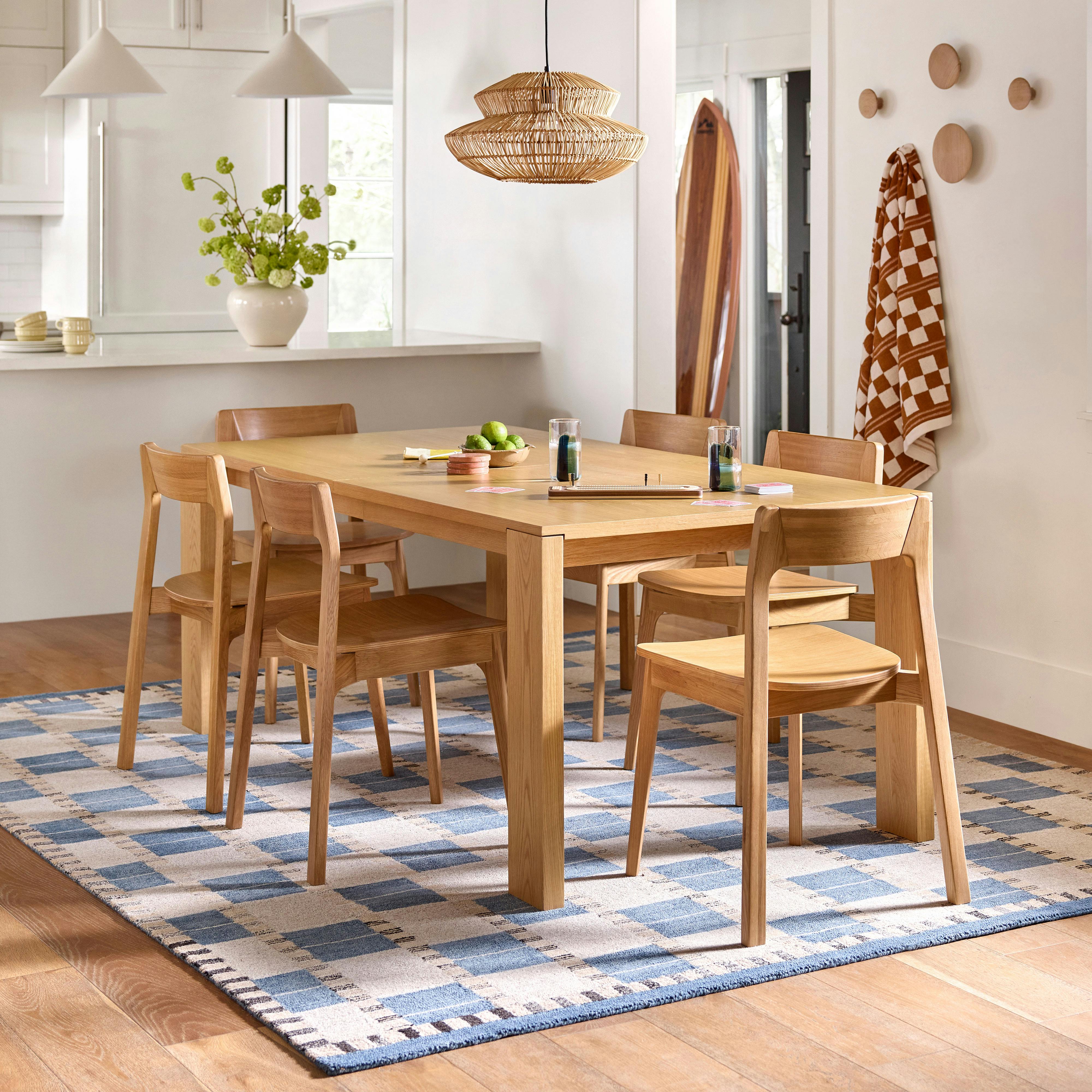 Dako Natural Oak Wood Extendable Dining Table, Japandi Style | Article