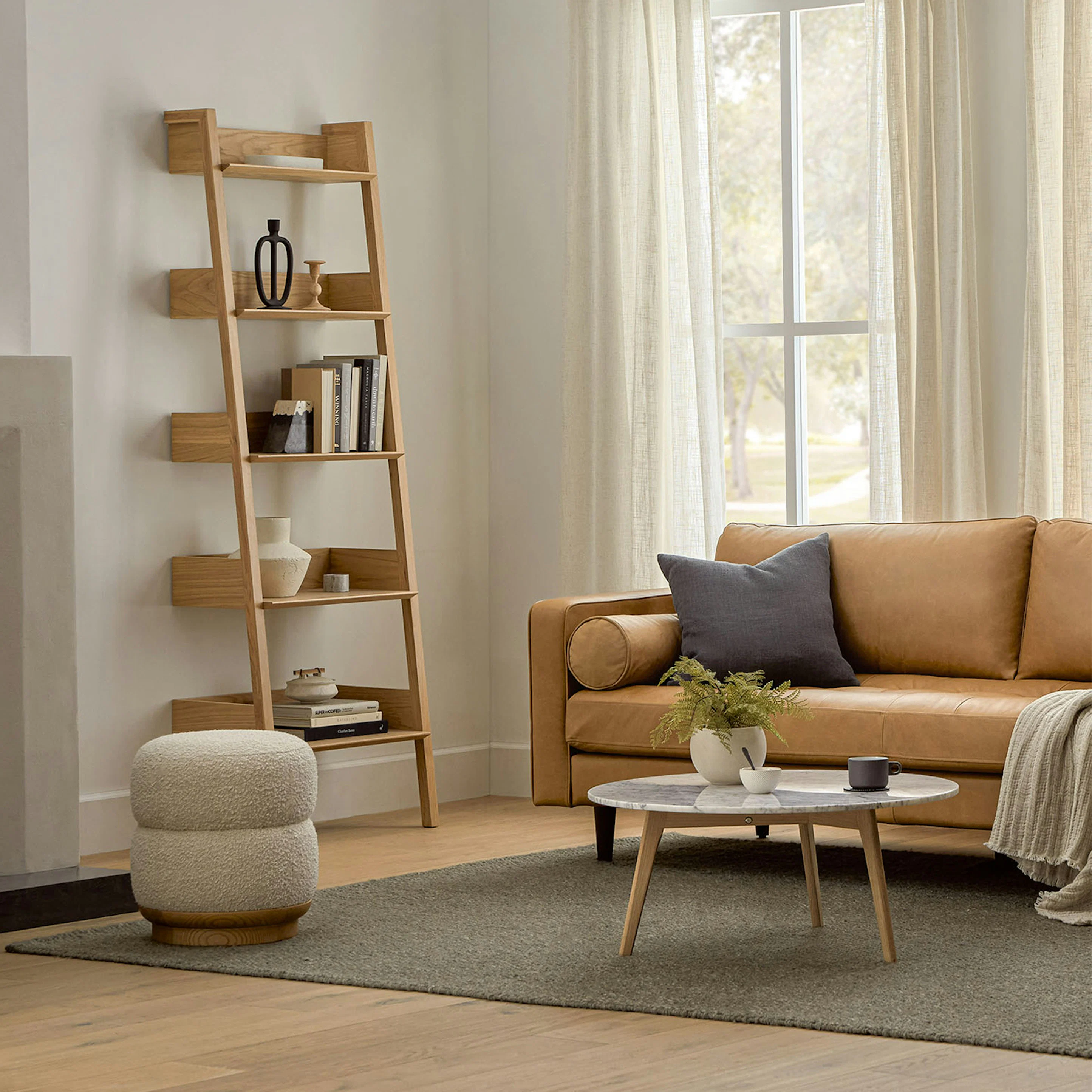 Fantol 26.5" Narrow Shelving Unit - Natural Oak