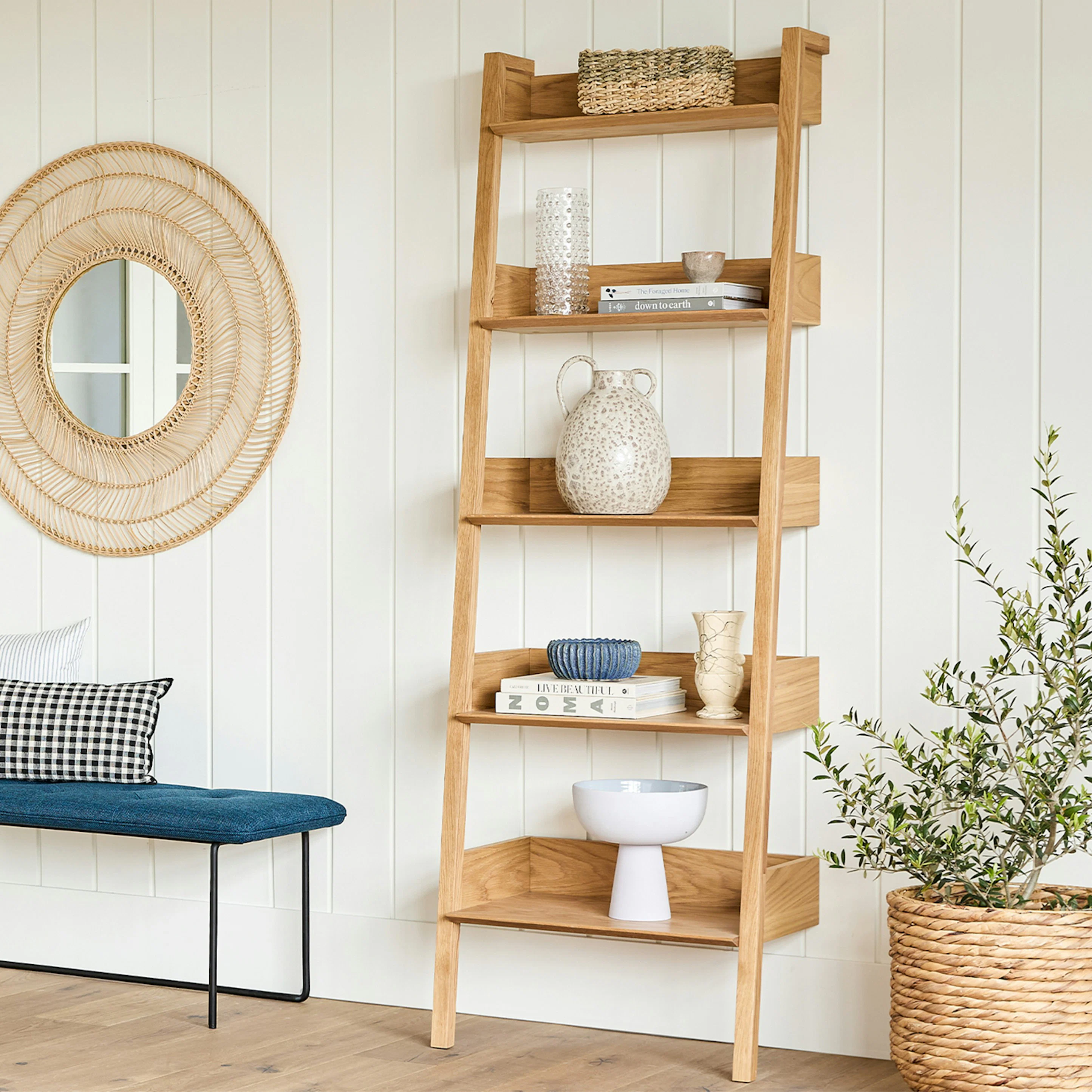 Fantol 26.5" Narrow Shelving Unit - Natural Oak