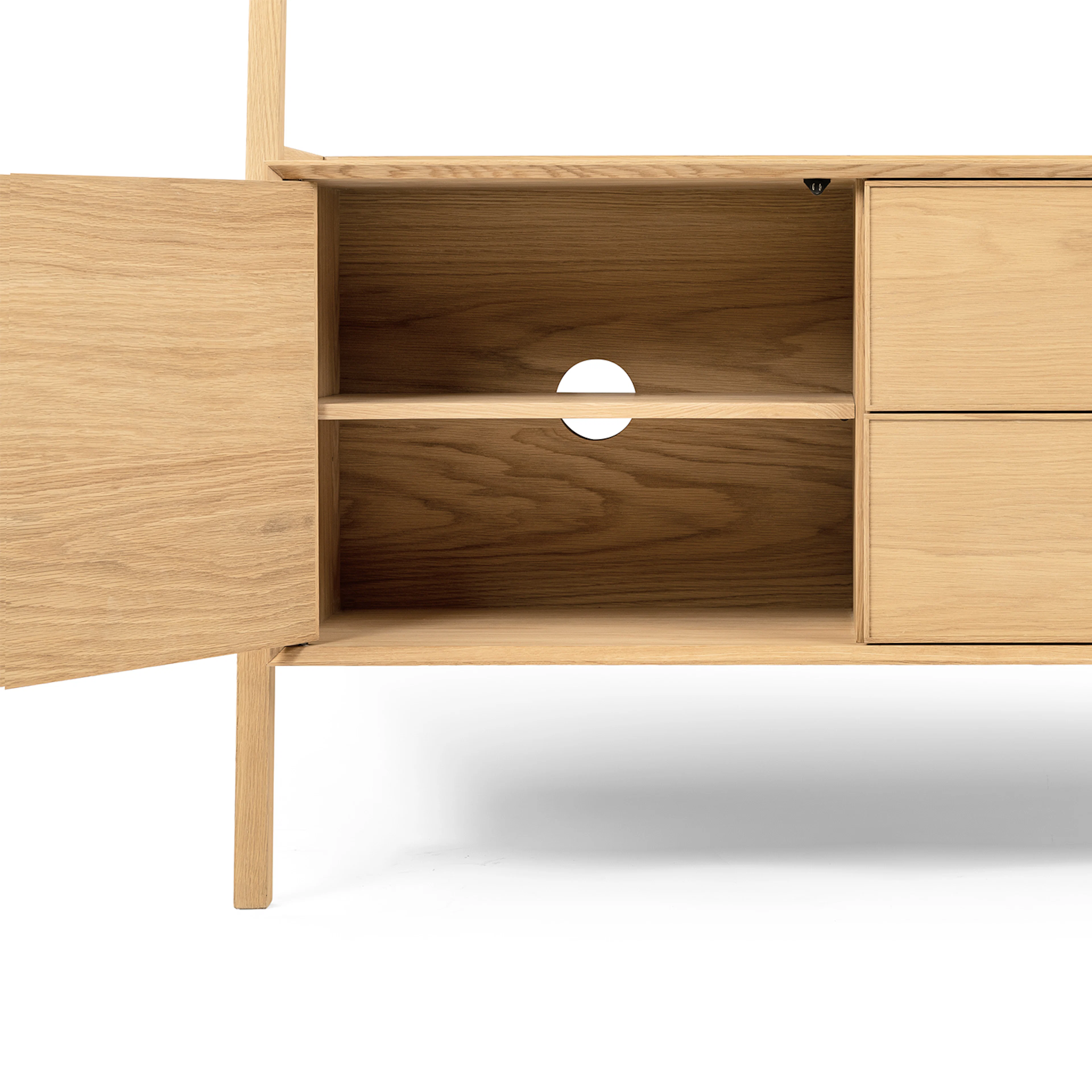 Fantol 51.5" Shelving Unit with Storage - Natural Oak