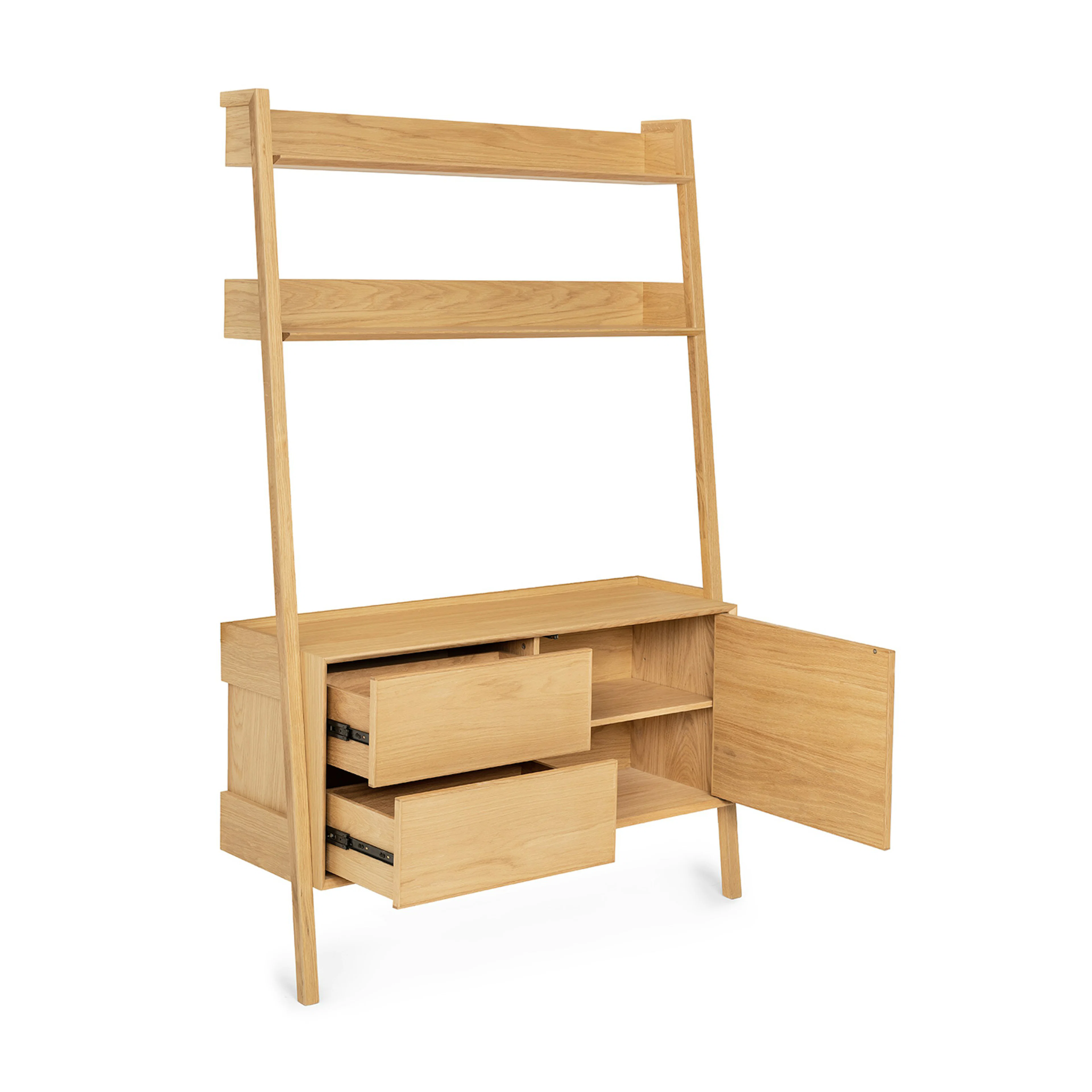 Fantol 51.5" Shelving Unit with Storage - Natural Oak
