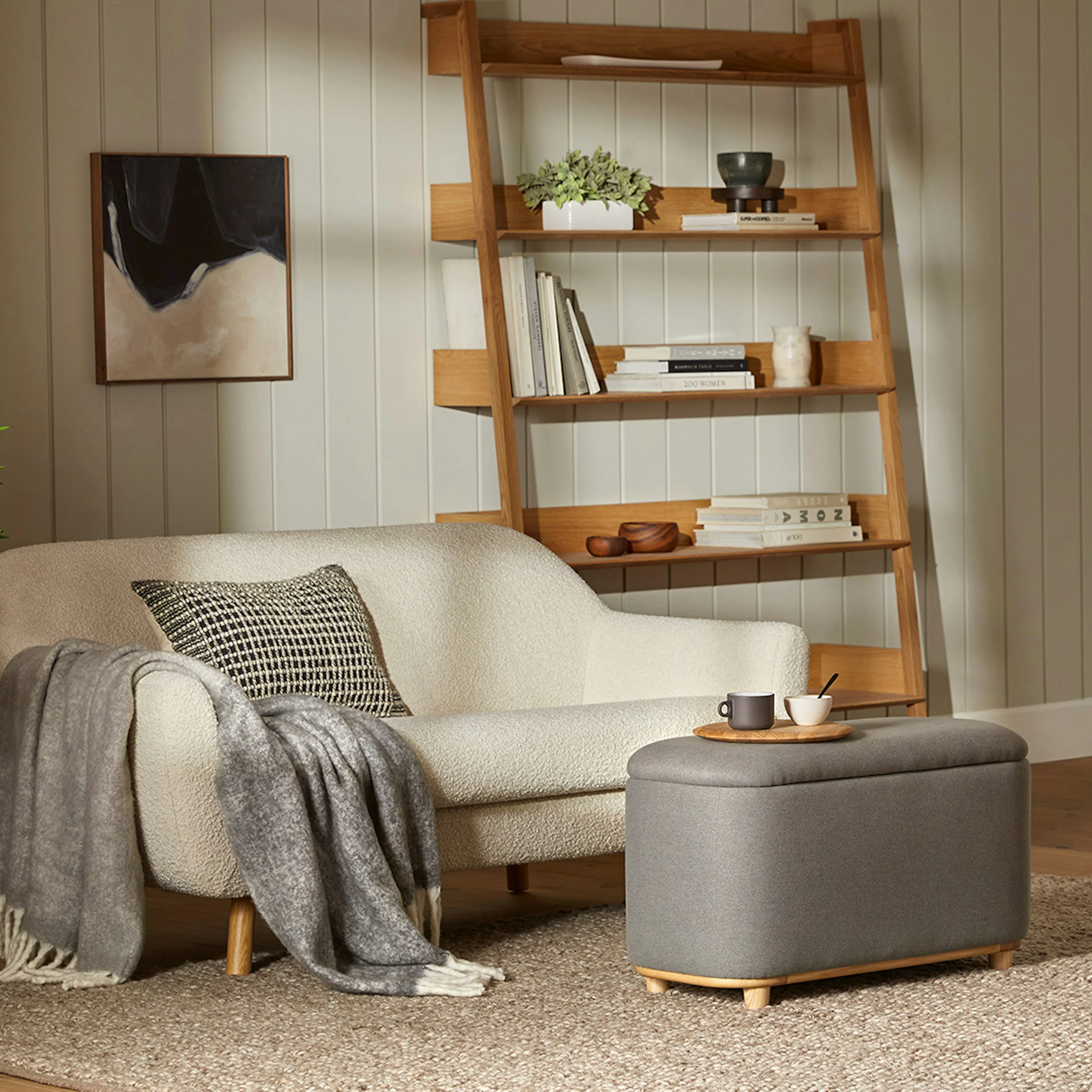 Fantol 51.5" Shelving Unit, Wide - Natural Oak