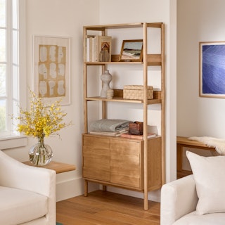 Merto 33" Shelving Unit with Storage - Natural Oak