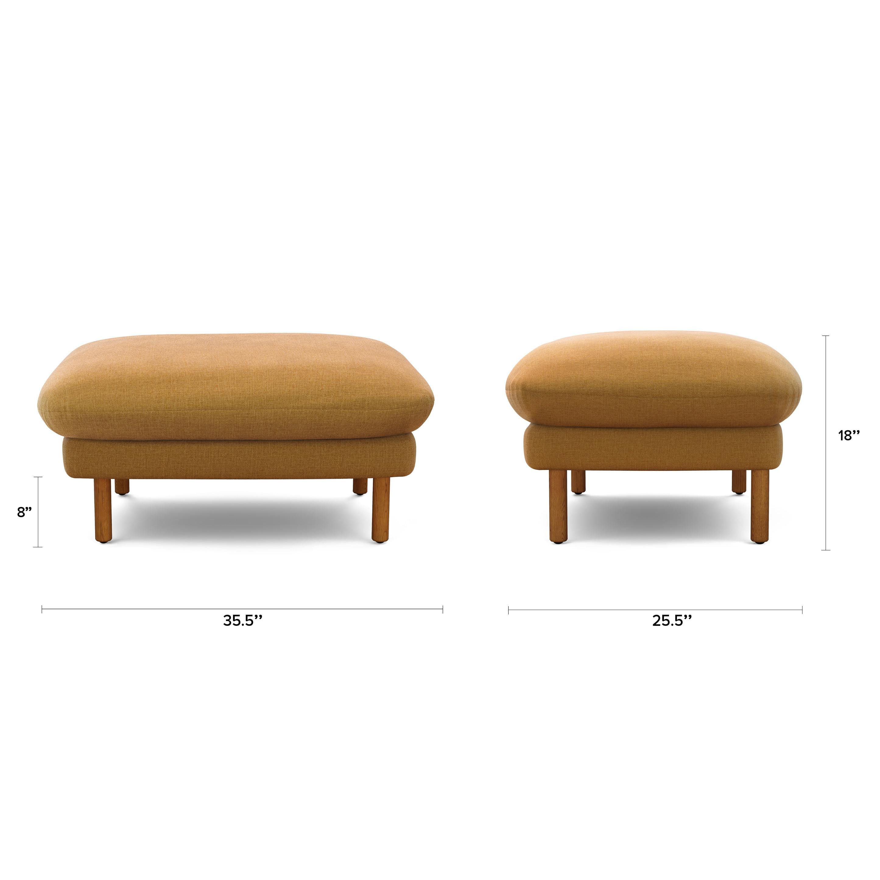 Sanders Hestia Ginger Fabric Ottoman, Solid Wood Legs | Article