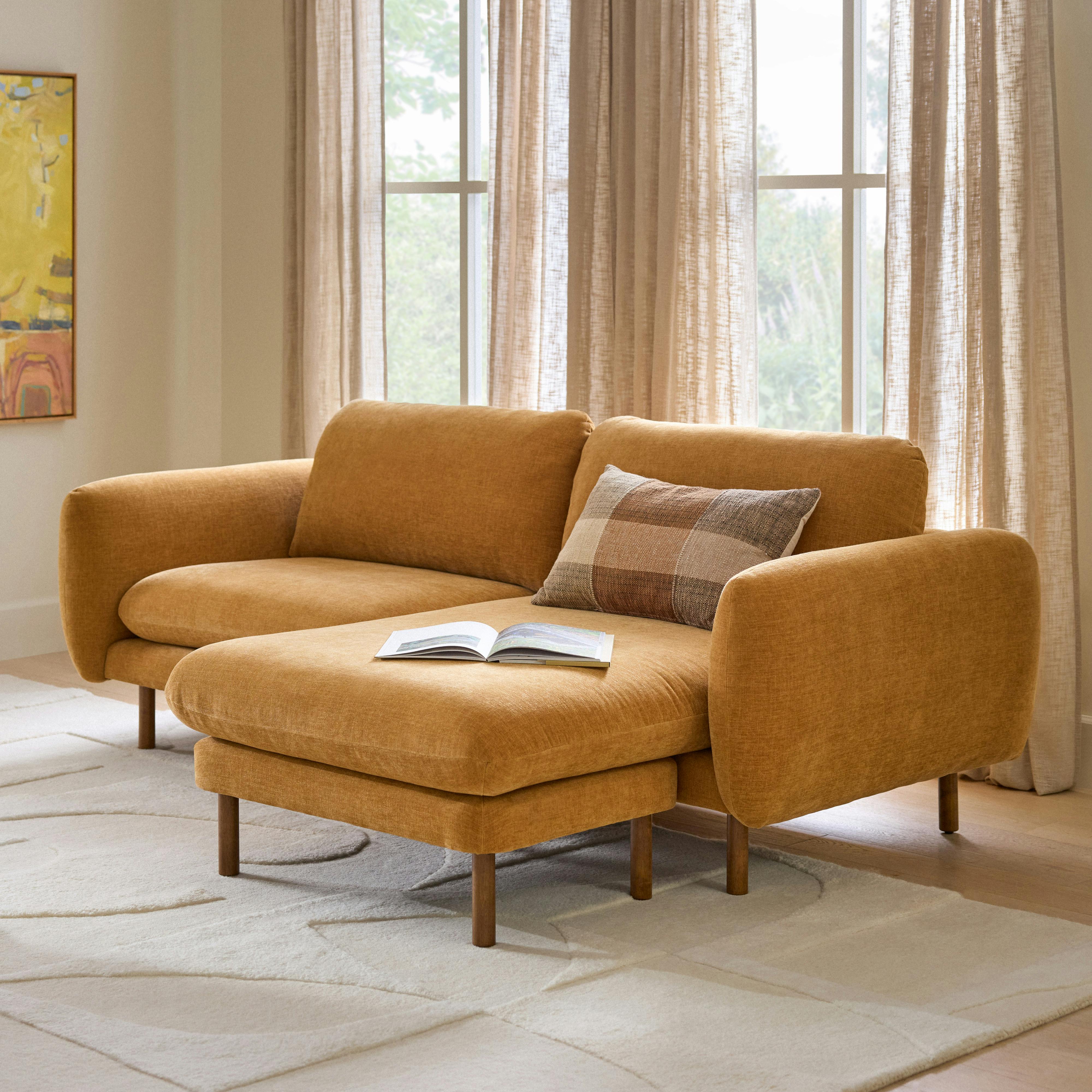 Sanders Hestia Ginger Fabric Reversible Chaise Sectional Sofa