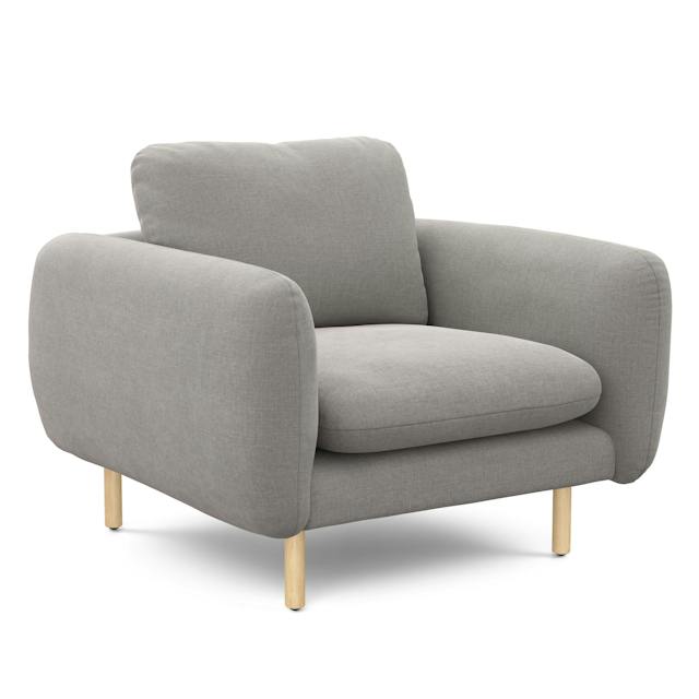 Sanders Hestia Gray Fabric Lounge Chair, Solid Wood Legs | Article