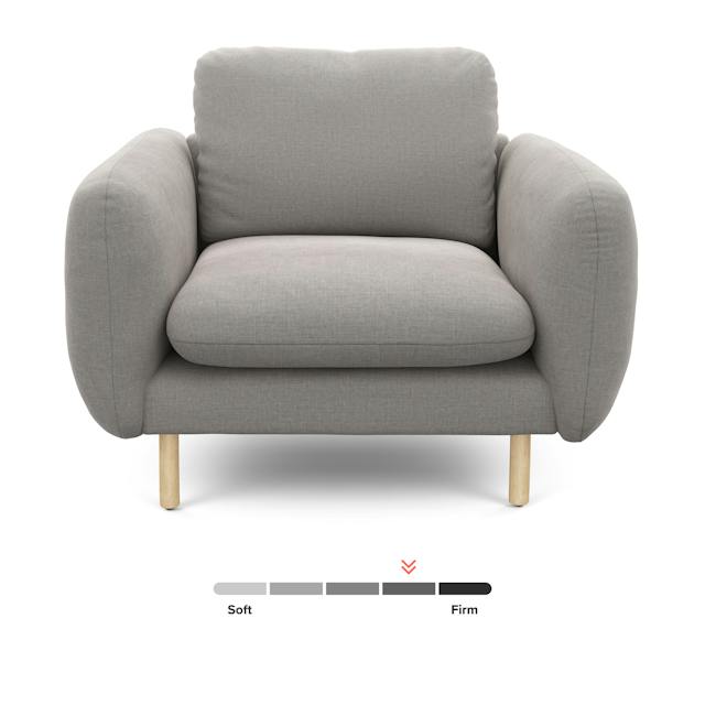 Sanders Hestia Gray Fabric Lounge Chair, Solid Wood Legs | Article