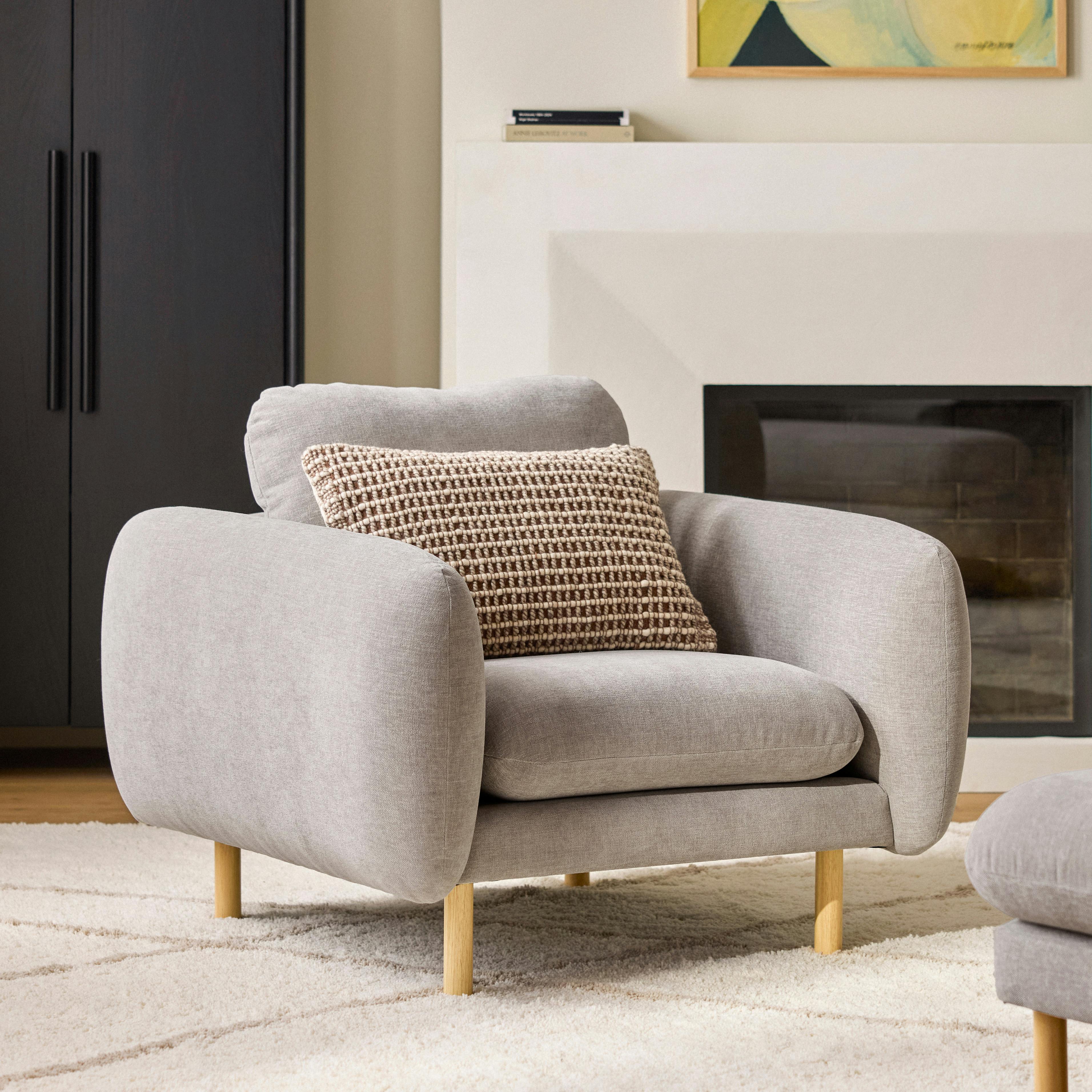 Sanders Hestia Gray Fabric Lounge Chair, Solid Wood Legs | Article