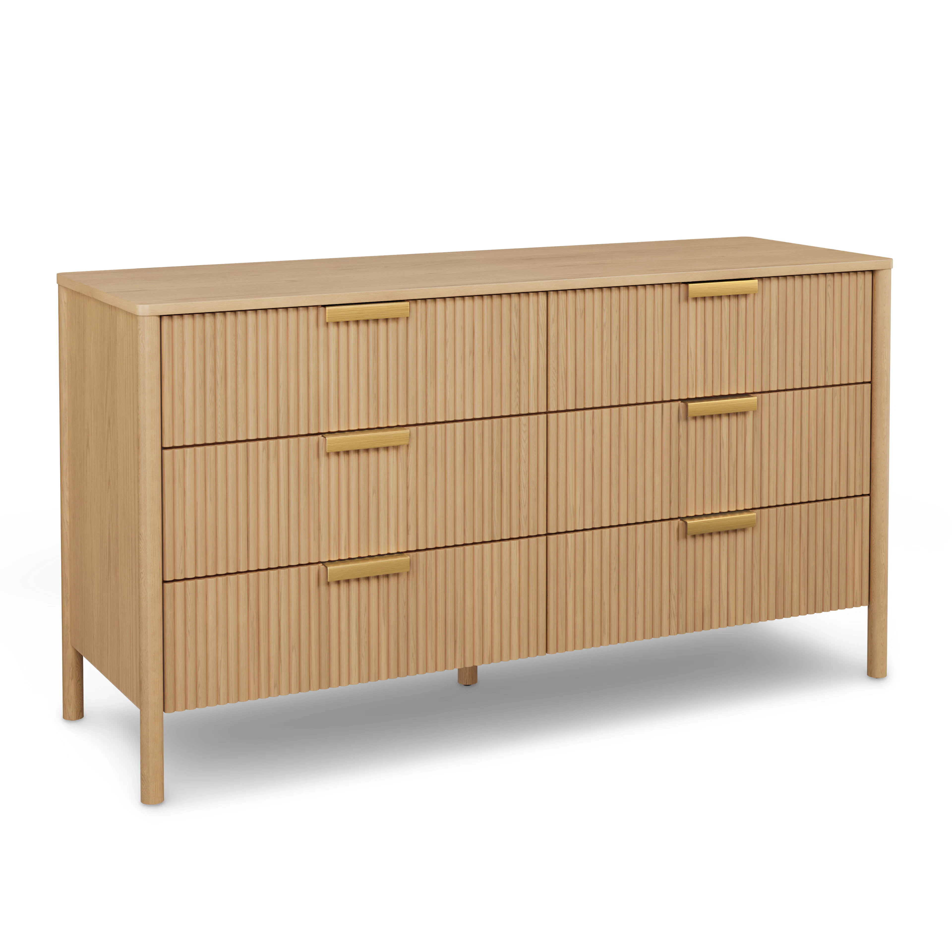 Liv Fluted White Oak 6-Drawer Double Dresser | Scandinavian