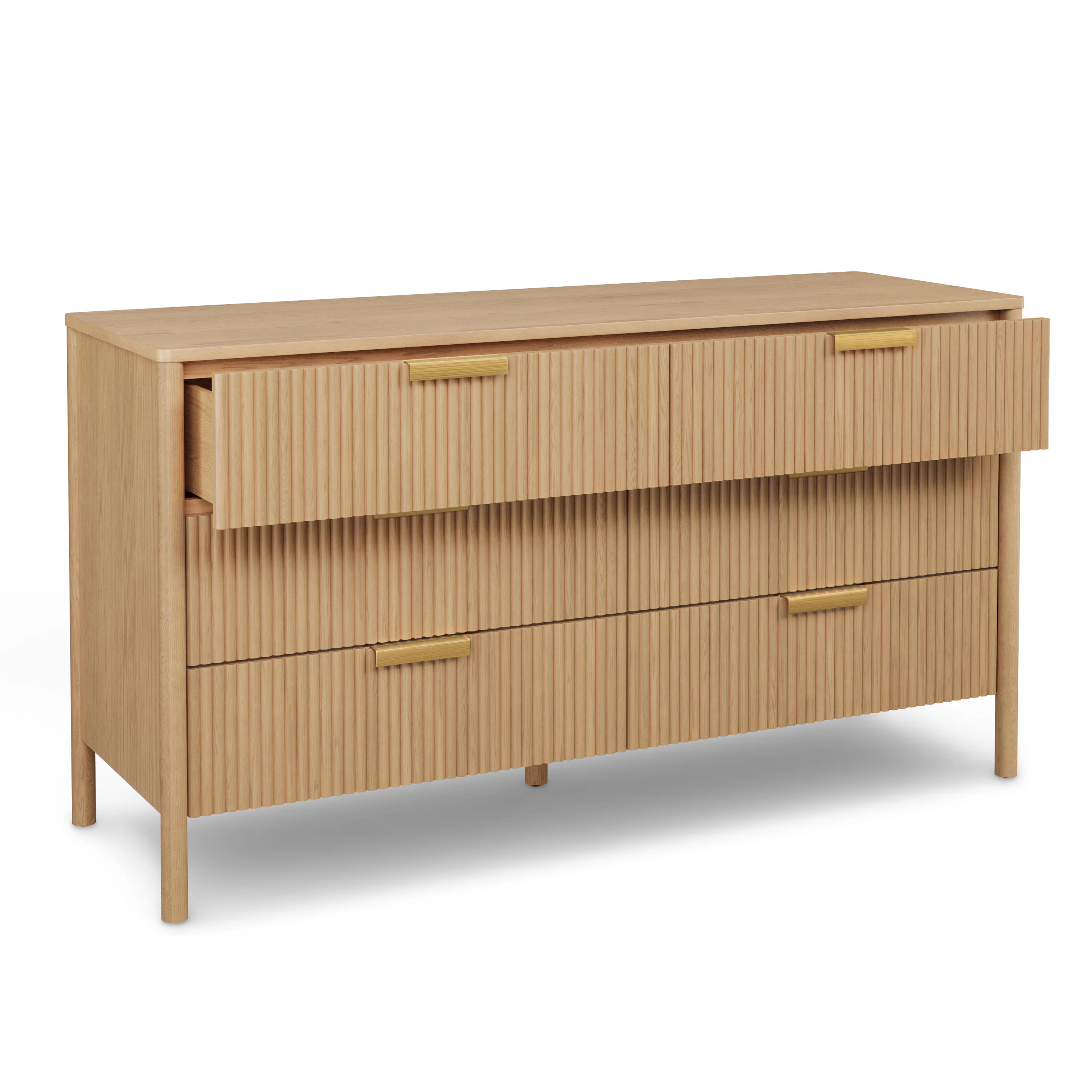Liv Fluted White Oak 6-Drawer Double Dresser | Scandinavian