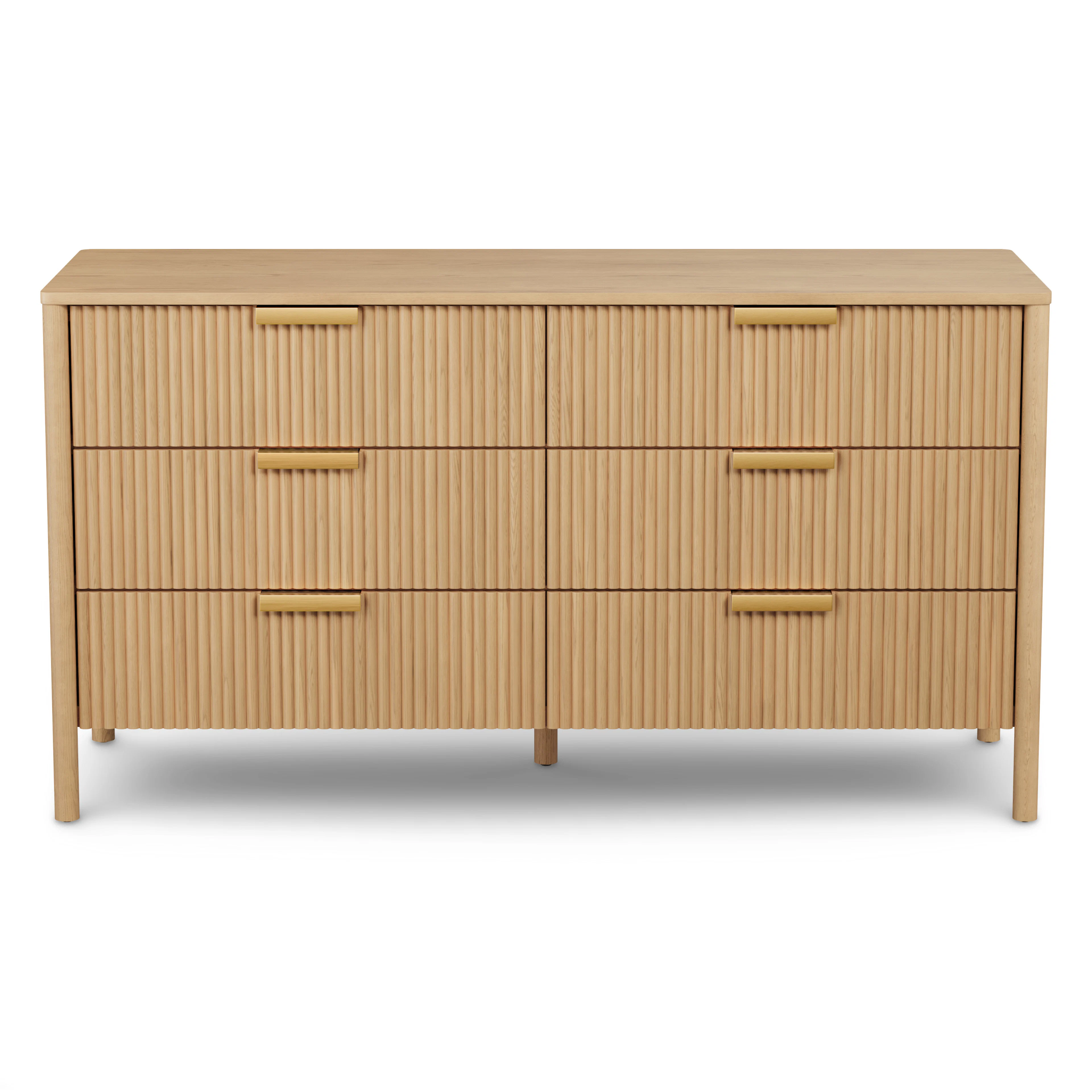 Liv Fluted White Oak 6-Drawer Double Dresser | Scandinavian