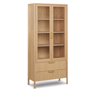 Liv 35.25" Glass Cabinet - White Oak