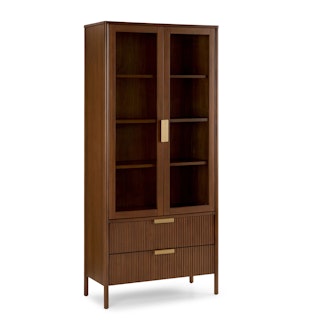 Liv 35.25" Glass Cabinet - Walnut