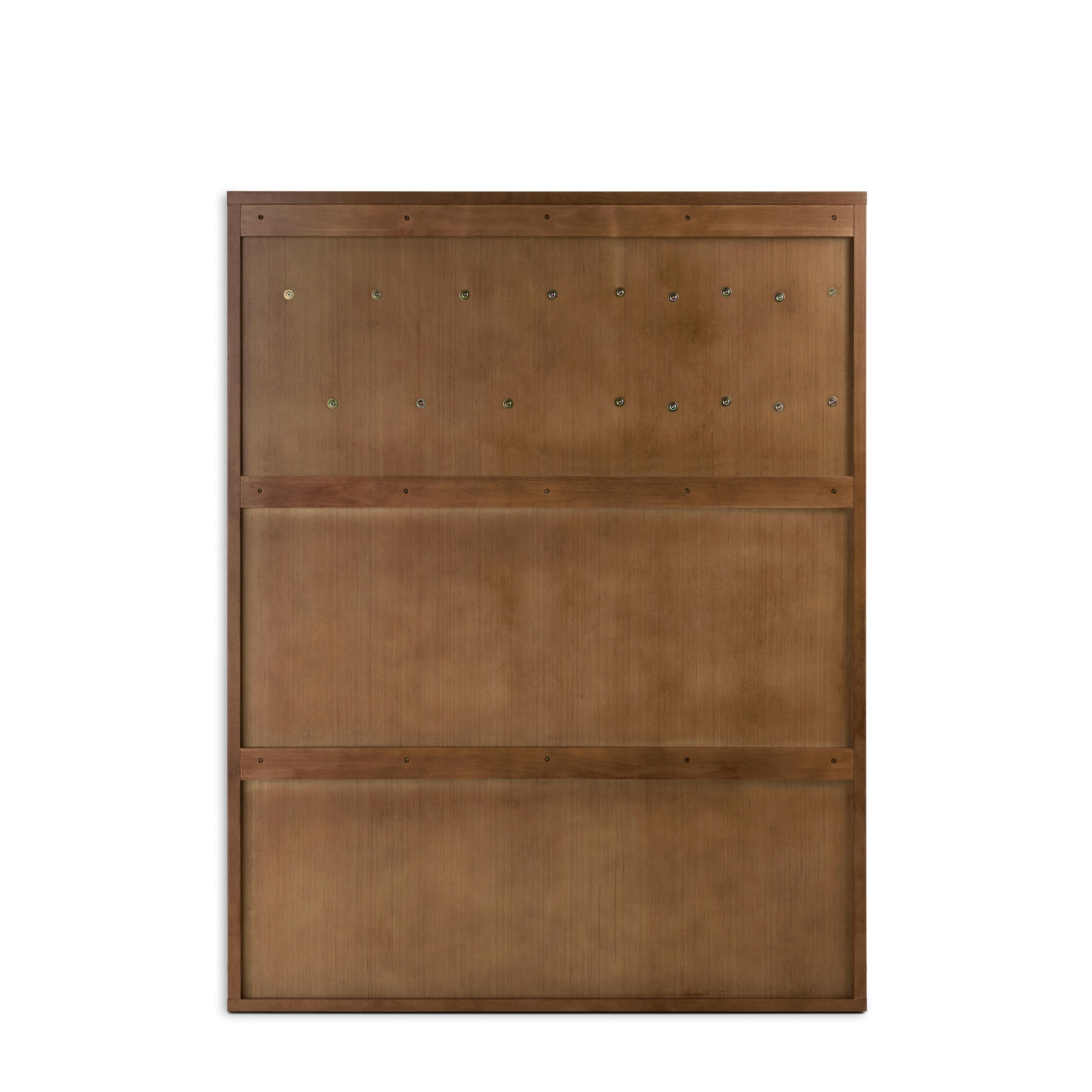 Kouva Smoked Oak Wall Panel with Shelves and Black Coat Hooks