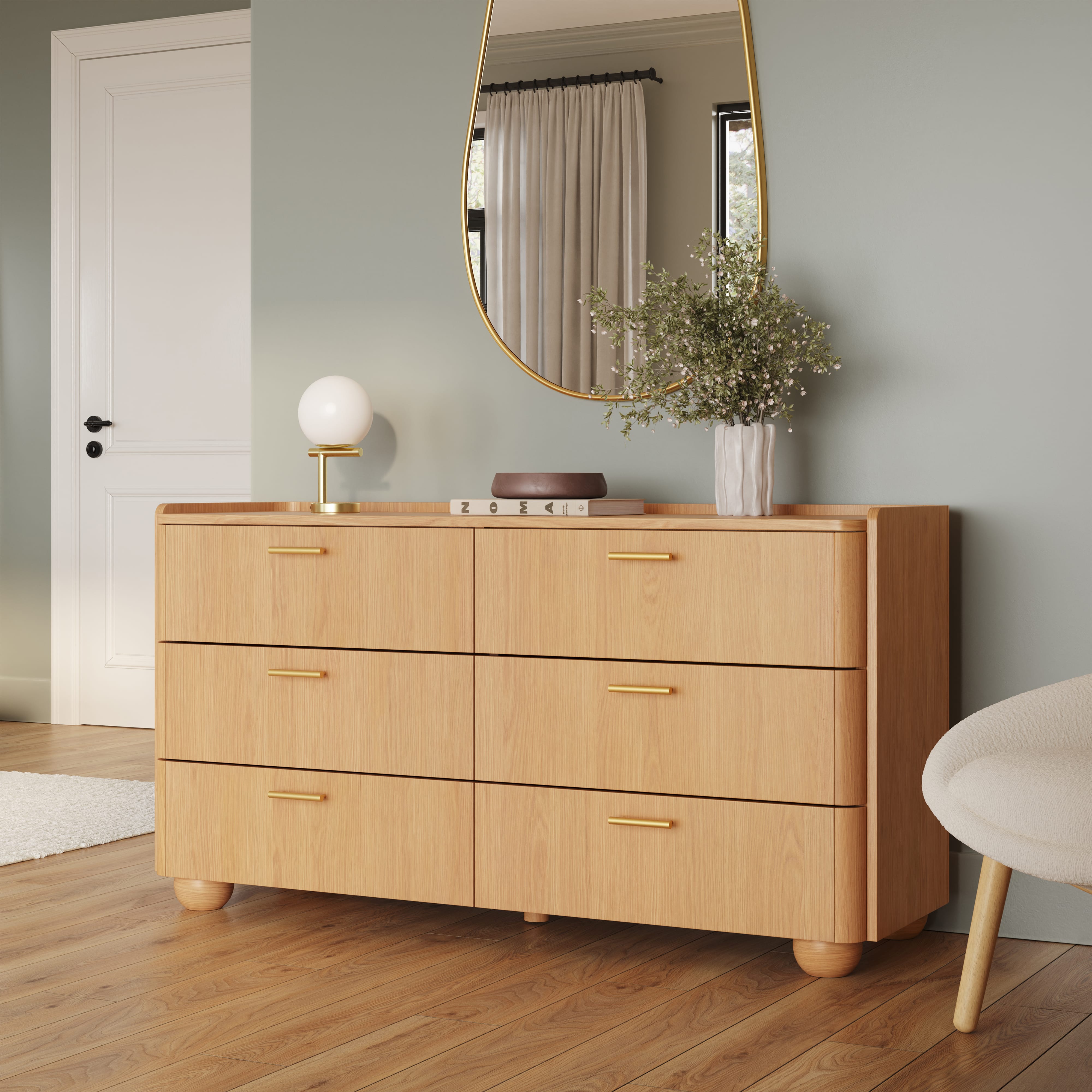 Miila White Oak 6-Drawer Double Dresser | Article