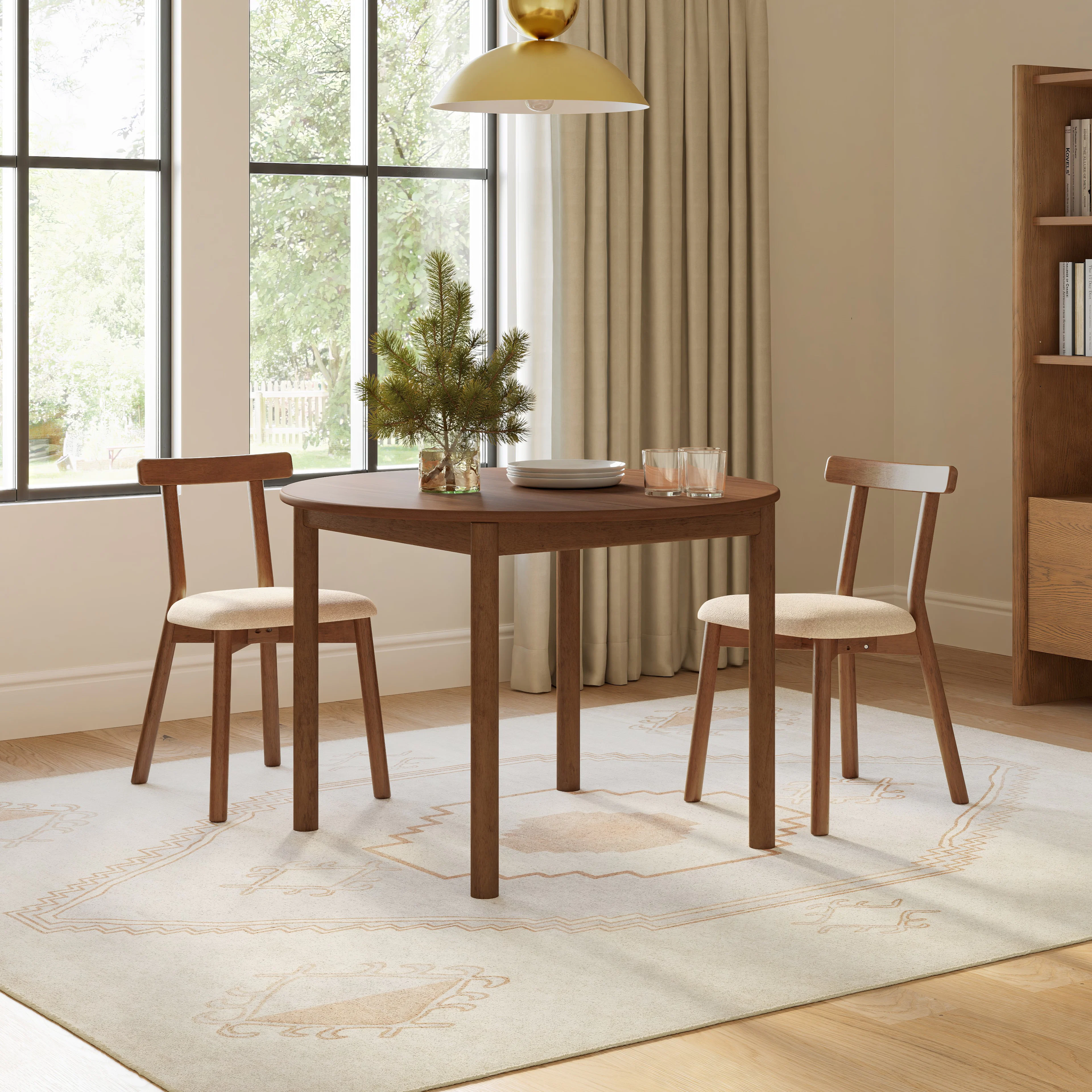 Ulka Dining Chair - Walnut and Ratine Buff